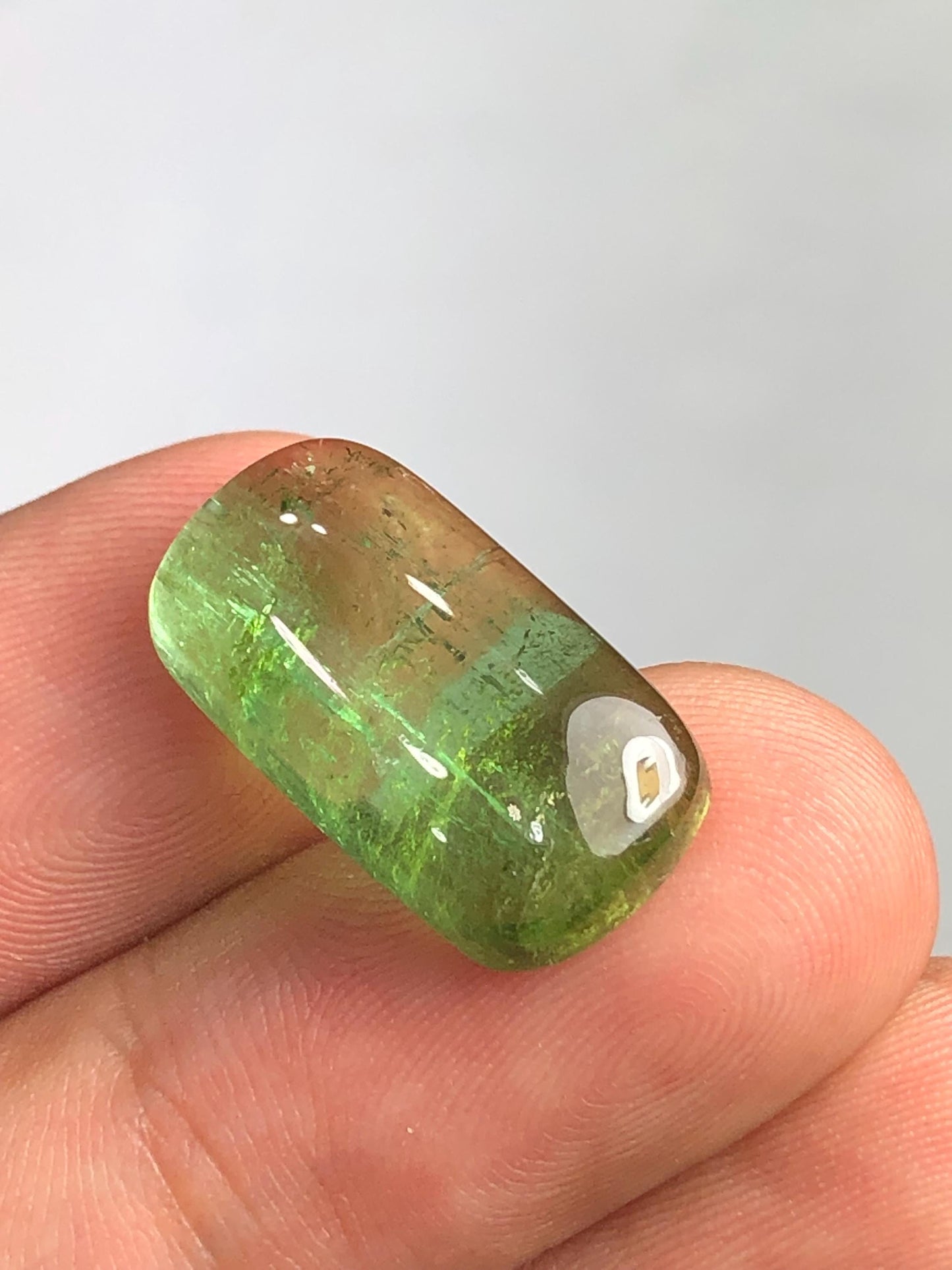 Green Tourmaline Cabochon 12.60 ct - Flat Back Gem for Custom Jewelry