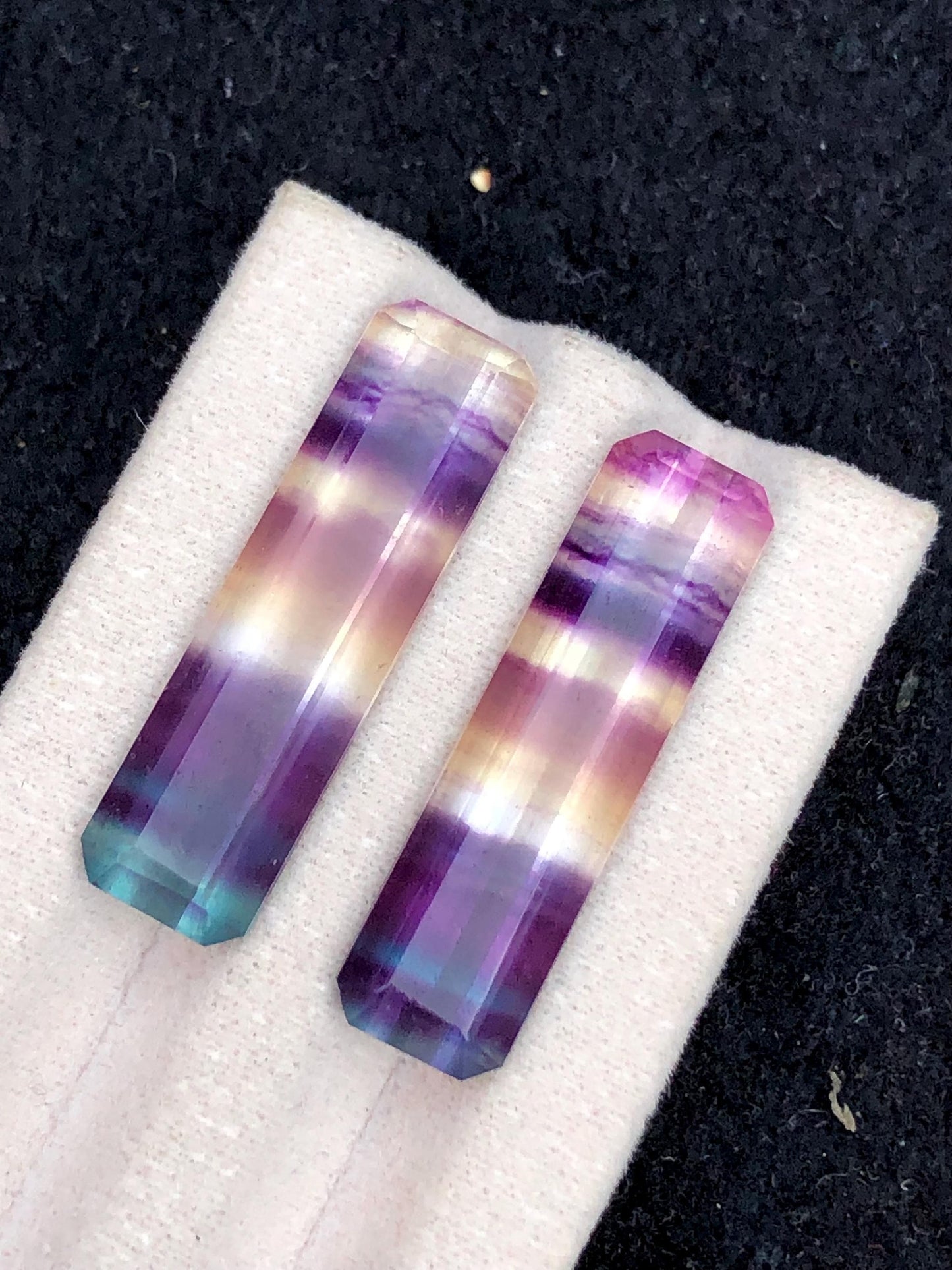 Rainbow Fluorite Cabochon Pair 29.80 ct - Calming Stones for Designers