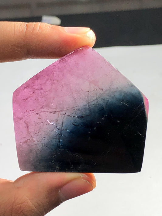 Tri Colour Tourmaline Cabochon 138 ct - Flat Back Set for Artistic Pieces