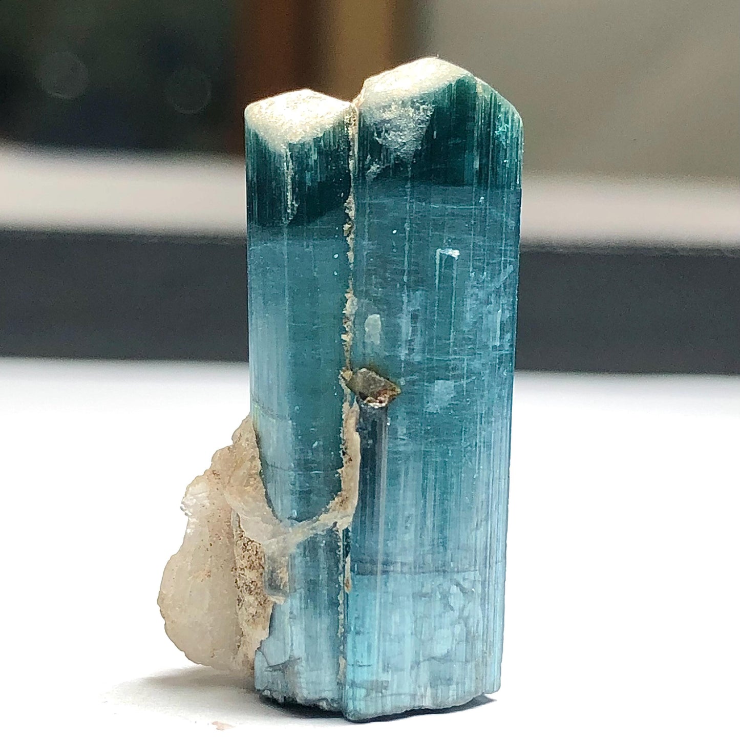Blue Cat Eye Tourmaline Crystal 37 ct - Terminated Specimen, 28 mm