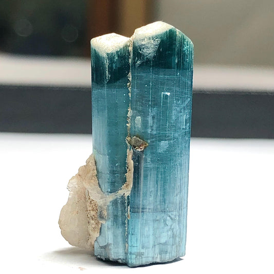 Blue Cat Eye Tourmaline Crystal 37 ct - Terminated Specimen, 28 mm