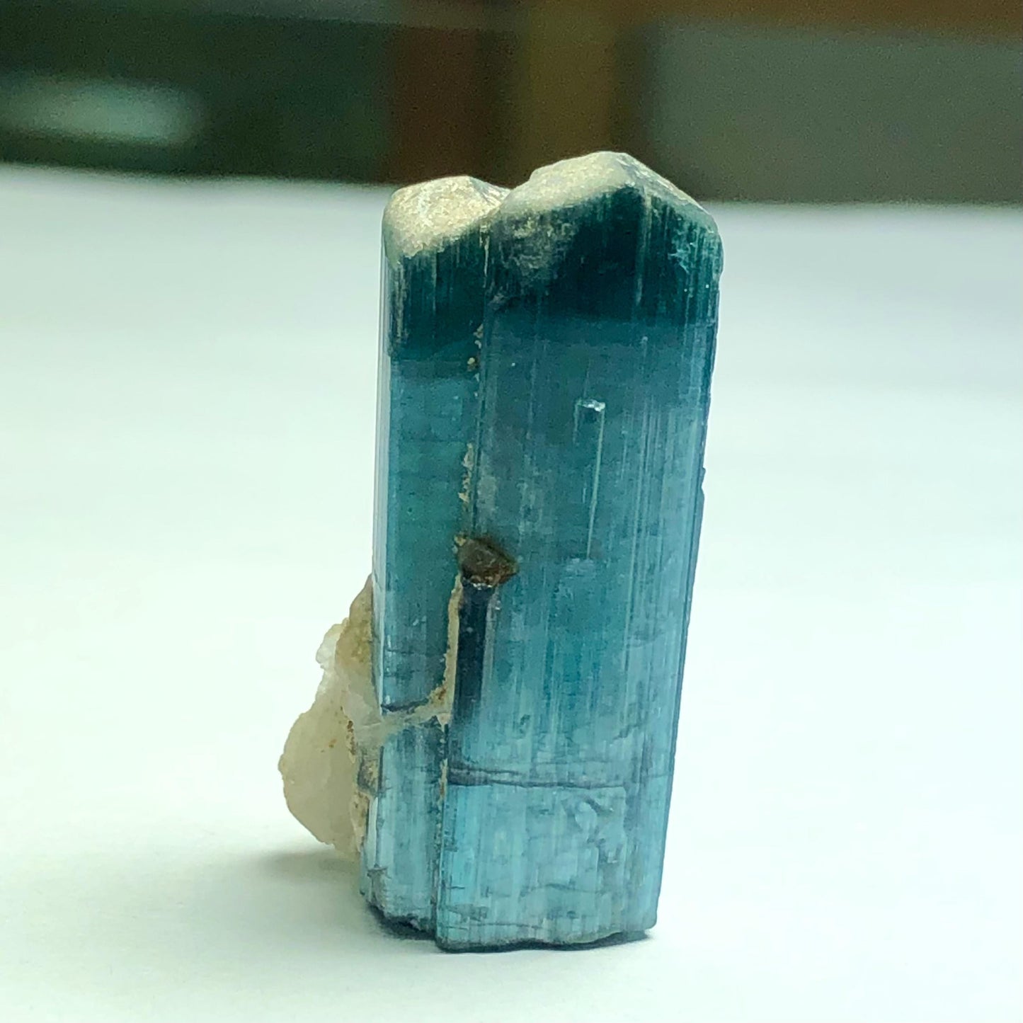 Blue Cat Eye Tourmaline Crystal 37 ct - Terminated Specimen, 28 mm