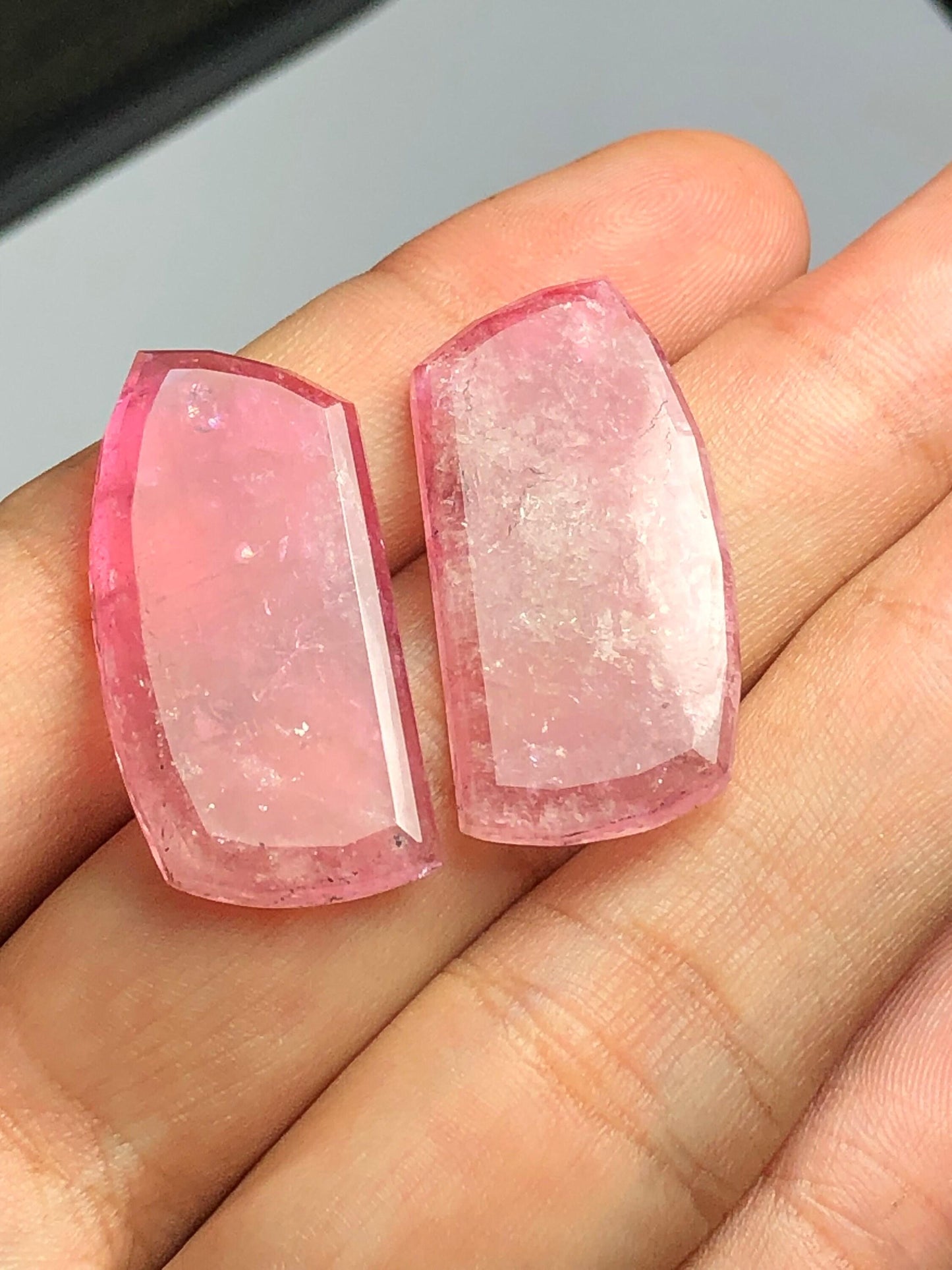 Pink Tourmaline Cabochon Pair 44 ct – Rose Cut Matching Stones