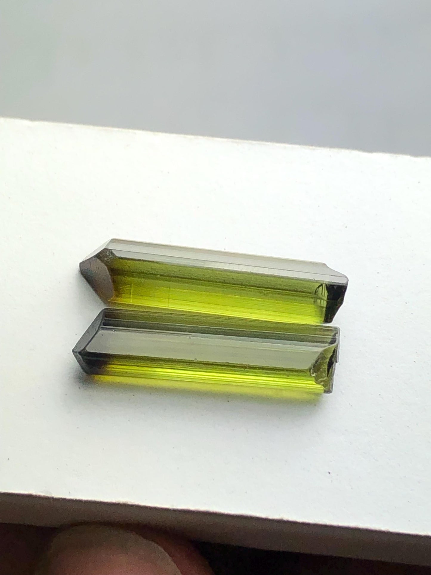 Olive Green Tourmaline Crystal Pair 10.20 ct – Natural Terminated Gems