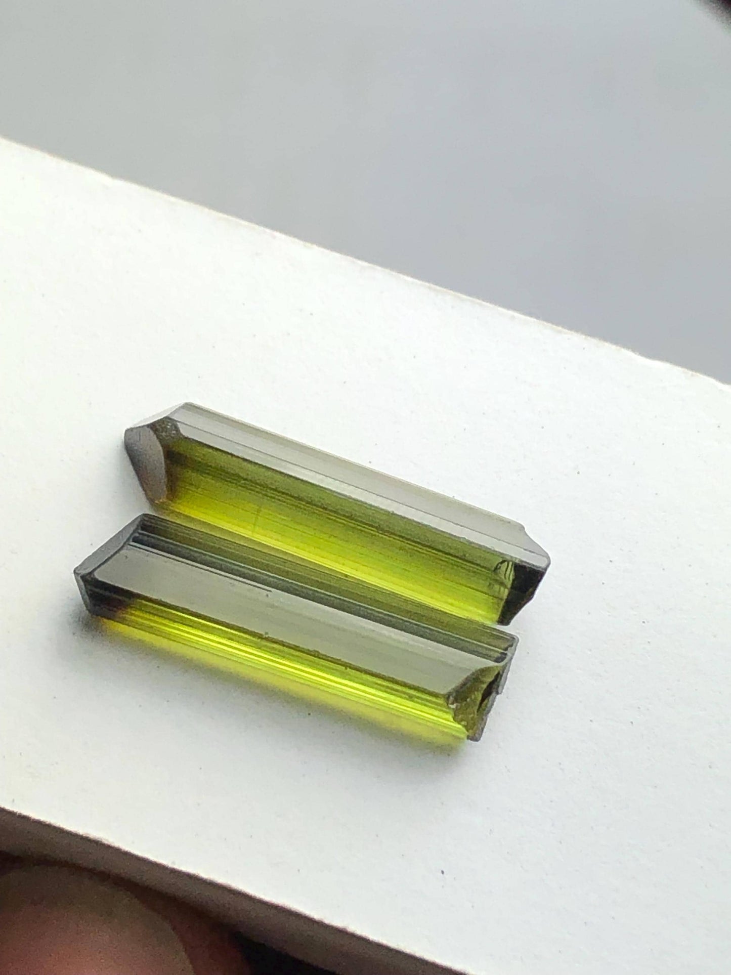Olive Green Tourmaline Crystal Pair 10.20 ct – Natural Terminated Gems