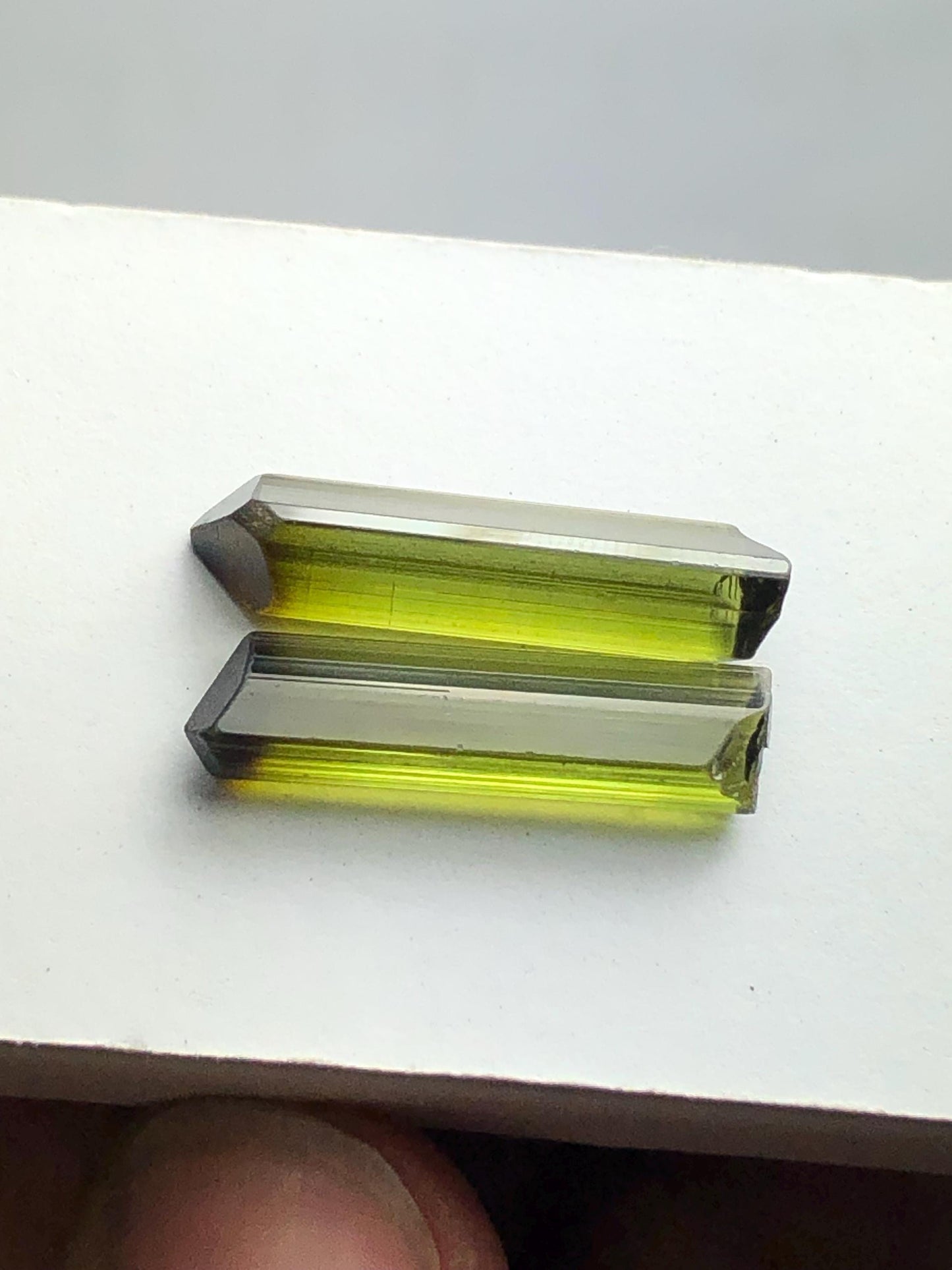 Olive Green Tourmaline Crystal Pair 10.20 ct – Natural Terminated Gems