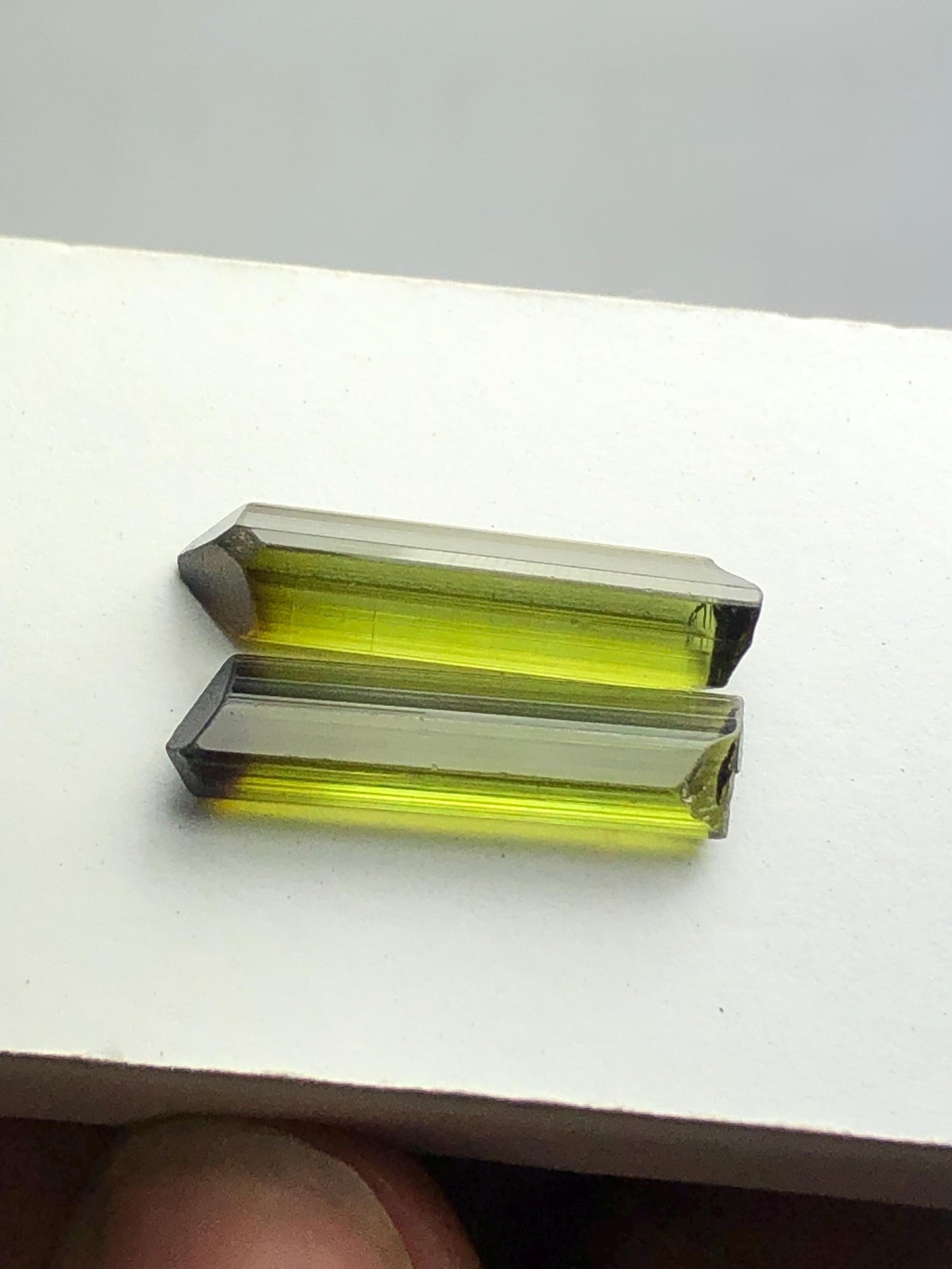 Olive Green Tourmaline Crystal Pair 10.20 ct – Natural Terminated Gems