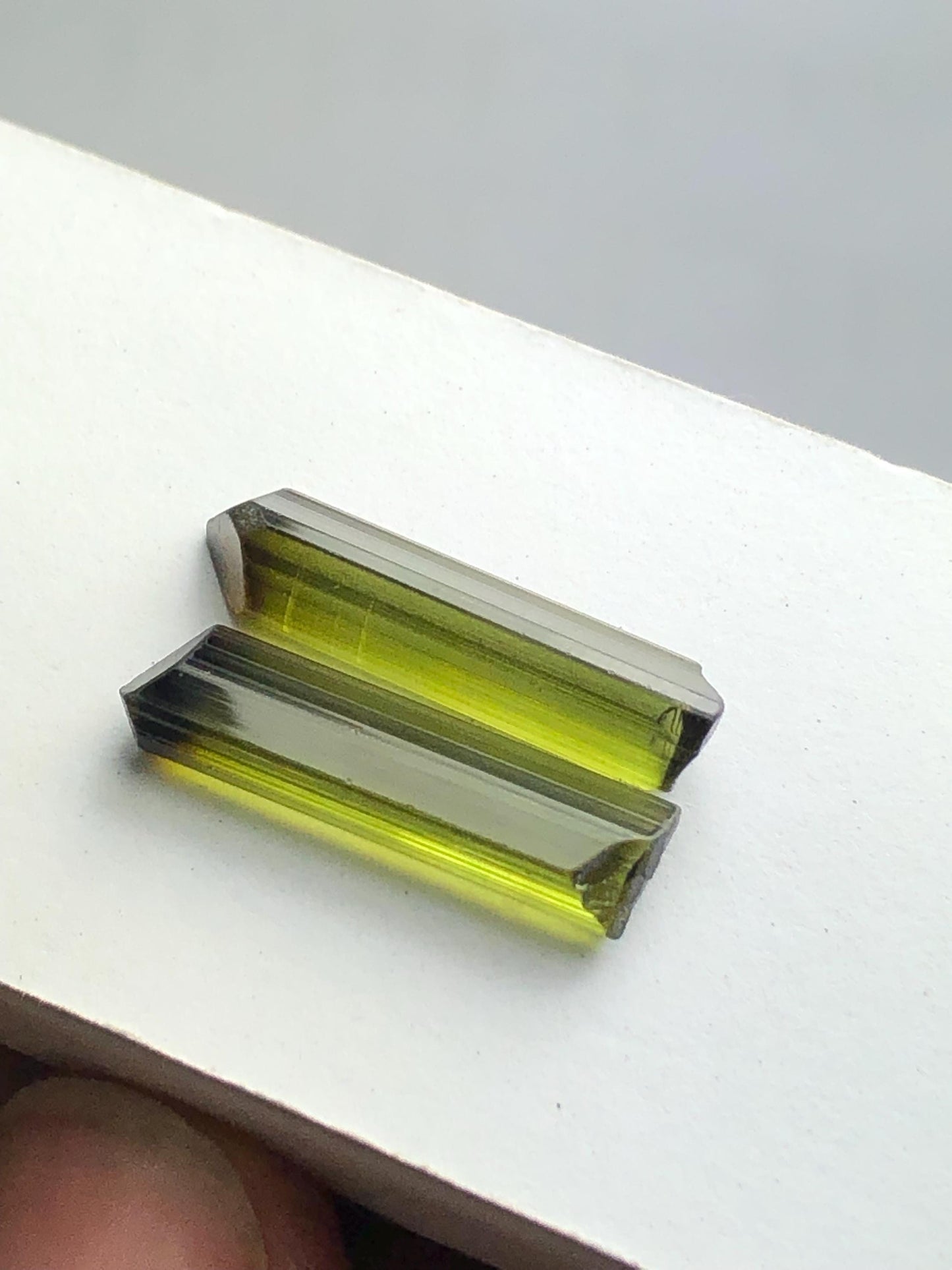 Olive Green Tourmaline Crystal Pair 10.20 ct – Natural Terminated Gems