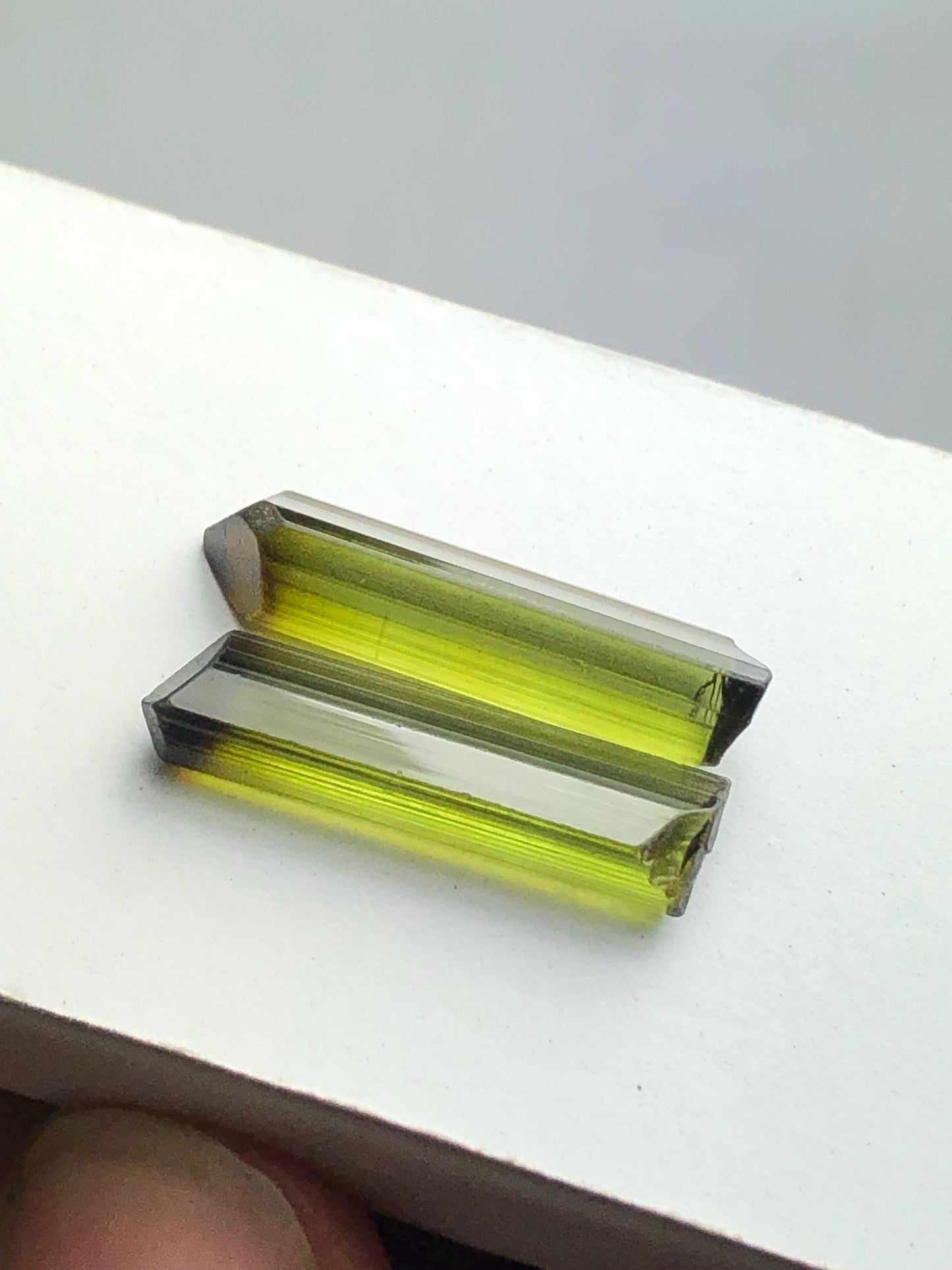 Olive Green Tourmaline Crystal Pair 10.20 ct – Natural Terminated Gems