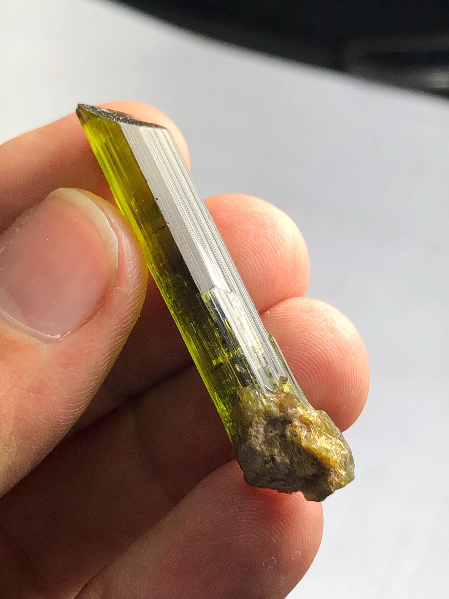 Olive Green Tourmaline Crystal 30.60 ct – Terminated Collector Piece