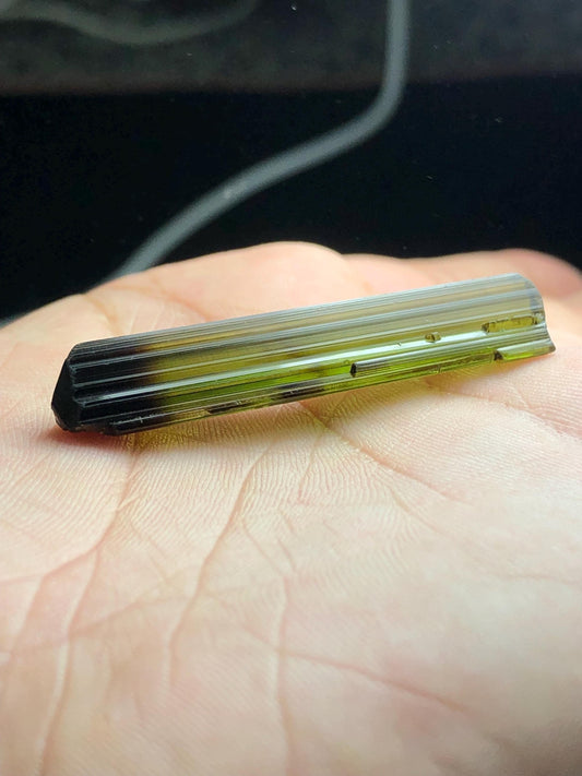 Olive Bi Colour Tourmaline Crystal 24 ct – Natural Display Mineral