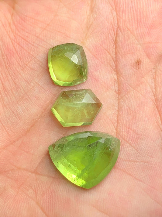 Peridot Rose Cut Lot 39 ct - Skardu Origin Flat Back Stones for Jewelry