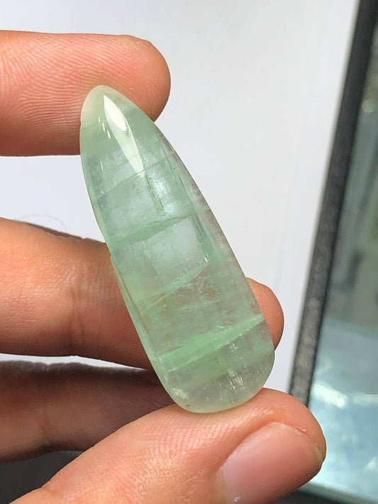 Fresh Mint Tourmaline Cabochon 28 ct - Large Collector Gem for Healing Energy