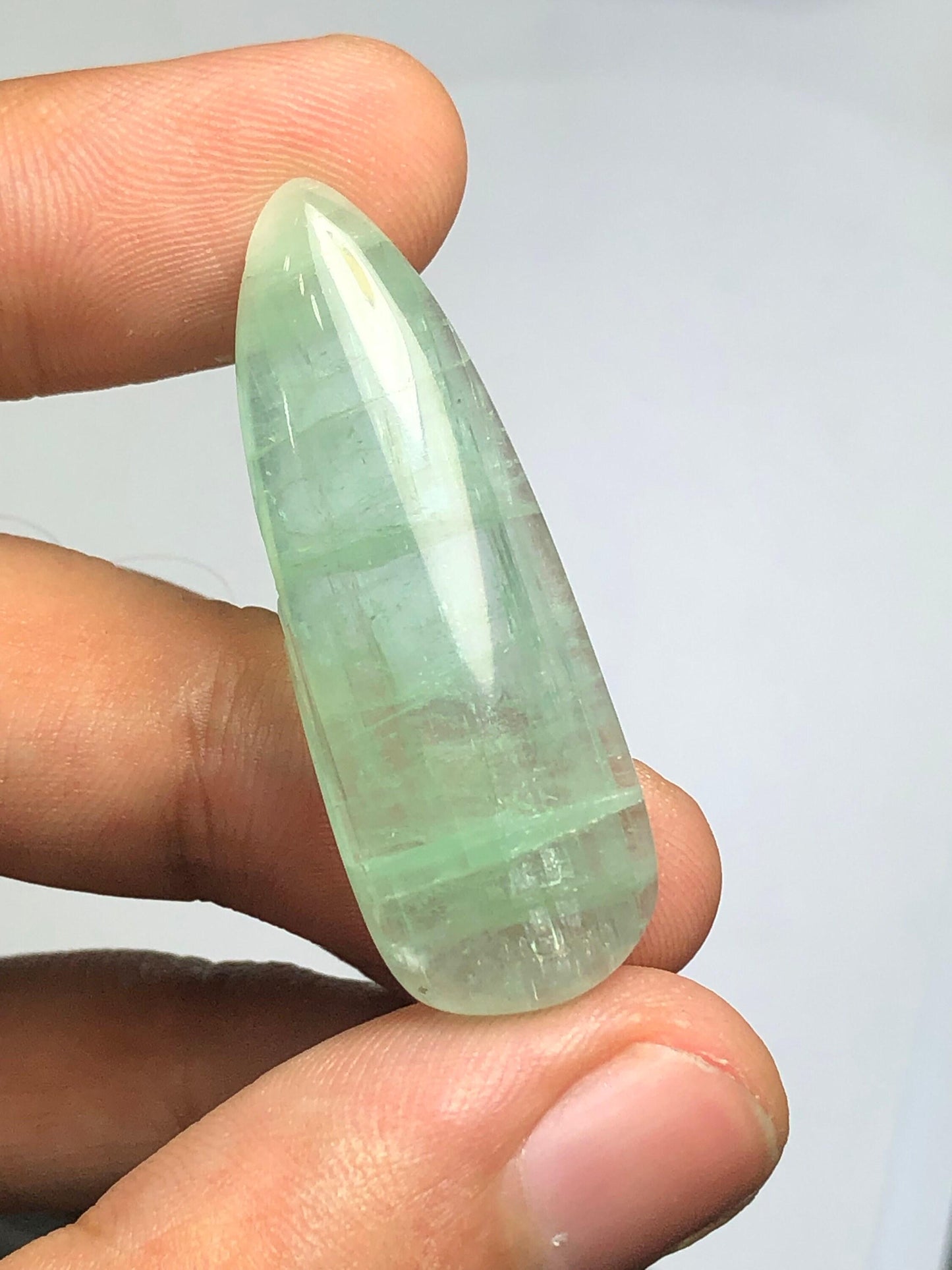 Fresh Mint Tourmaline Cabochon 28 ct - Large Collector Gem for Healing Energy