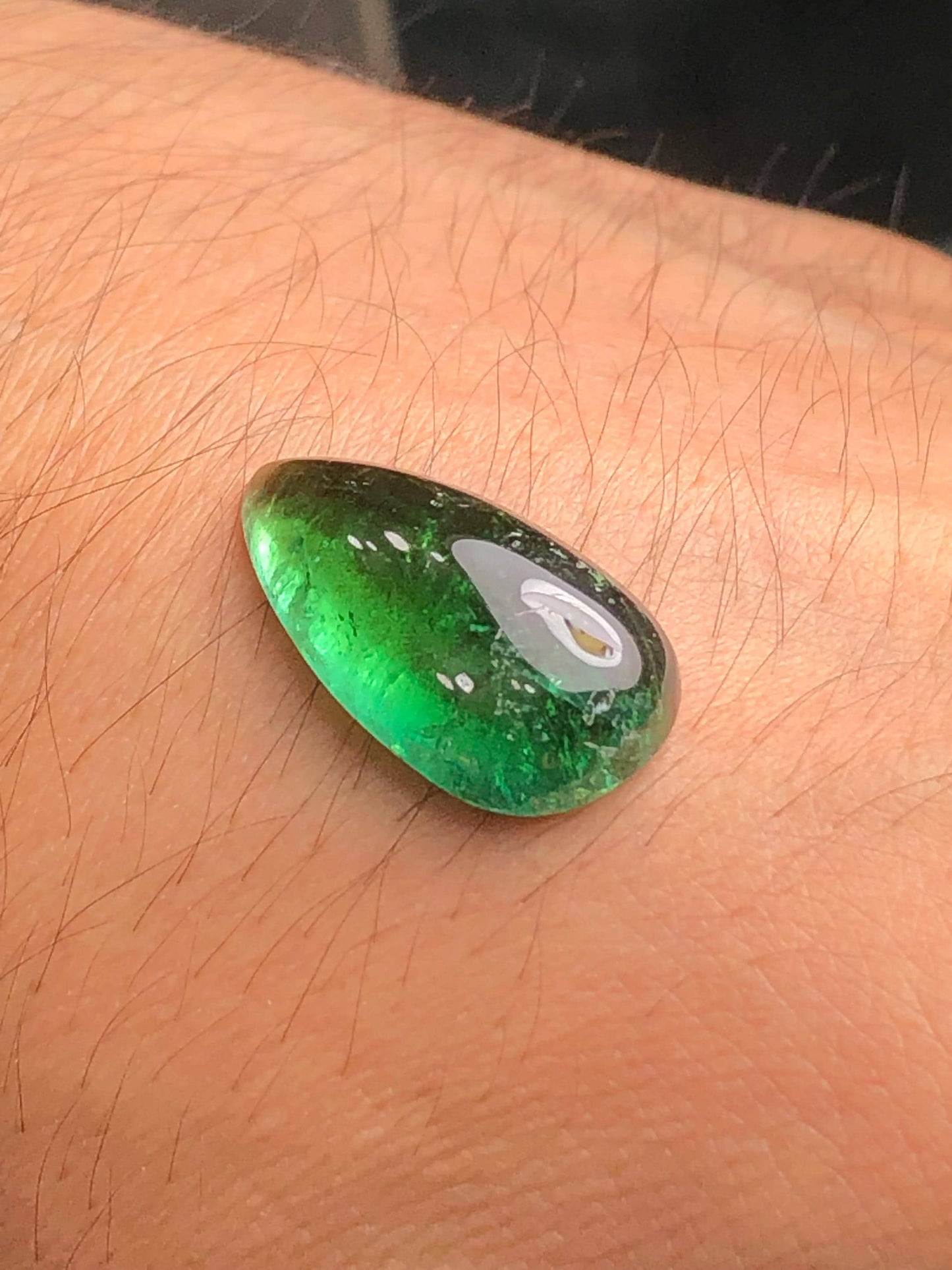 Green Tourmaline Cabochon 12.50 ct - Natural Gem for Ring or Pendant