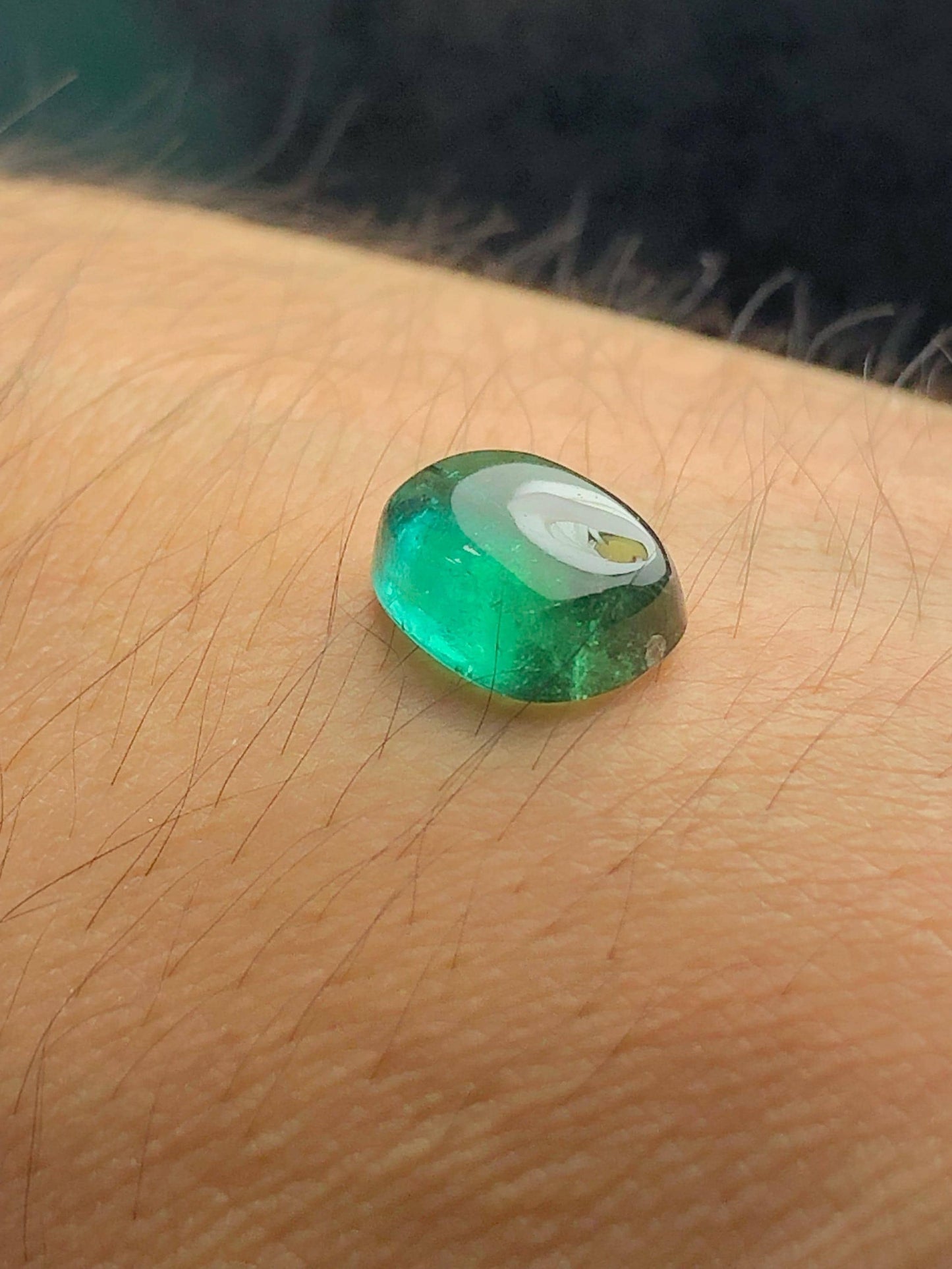 Bluish Green Tourmaline Cabochon 4.10 ct - Flat Back Gem for Fine Jewelry