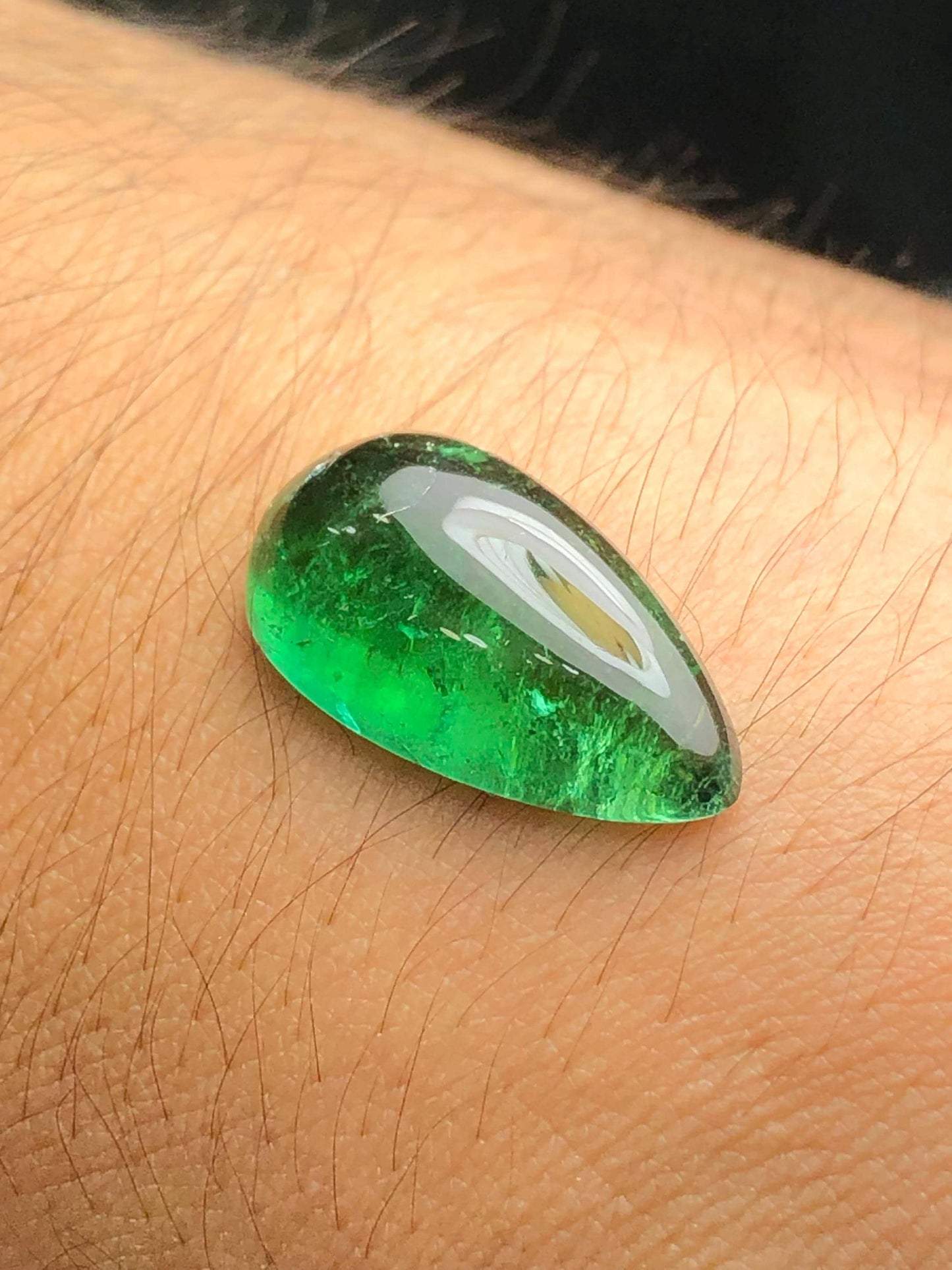 Green Tourmaline Cabochon 12.50 ct - Natural Gem for Ring or Pendant