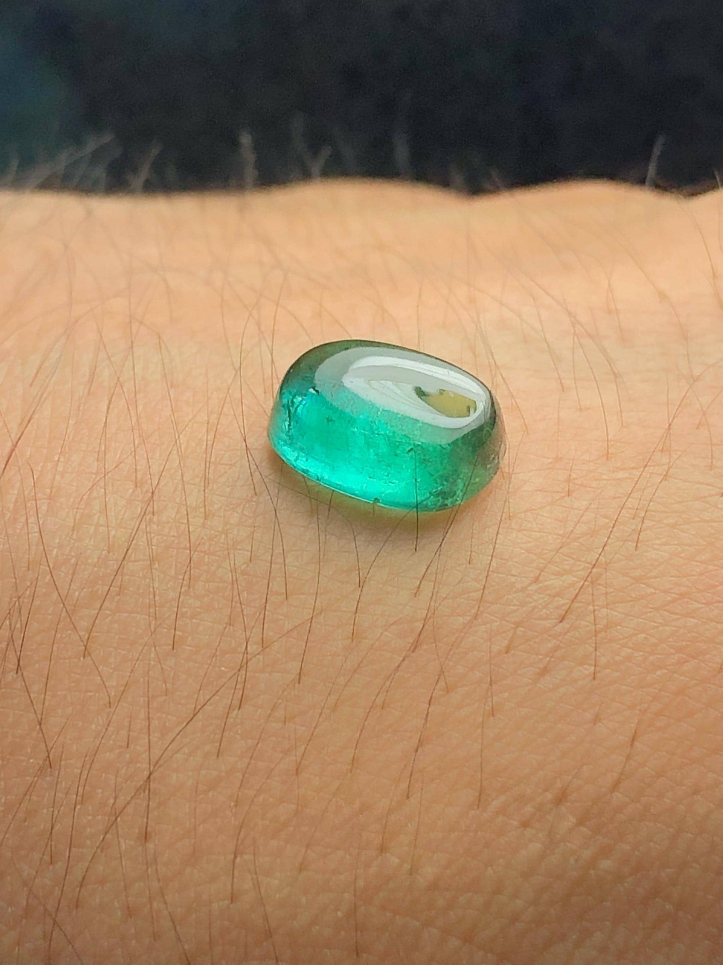 Bluish Green Tourmaline Cabochon 4.10 ct - Flat Back Gem for Fine Jewelry