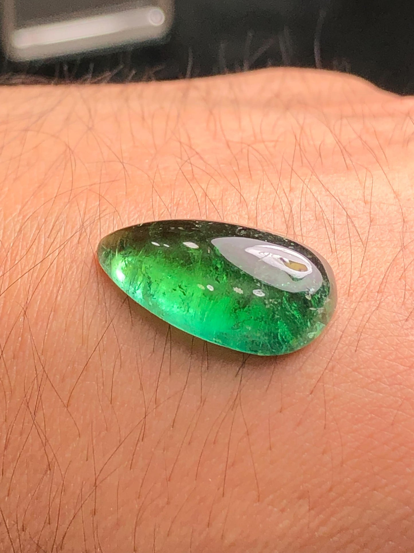 Green Tourmaline Cabochon 12.50 ct - Natural Gem for Ring or Pendant