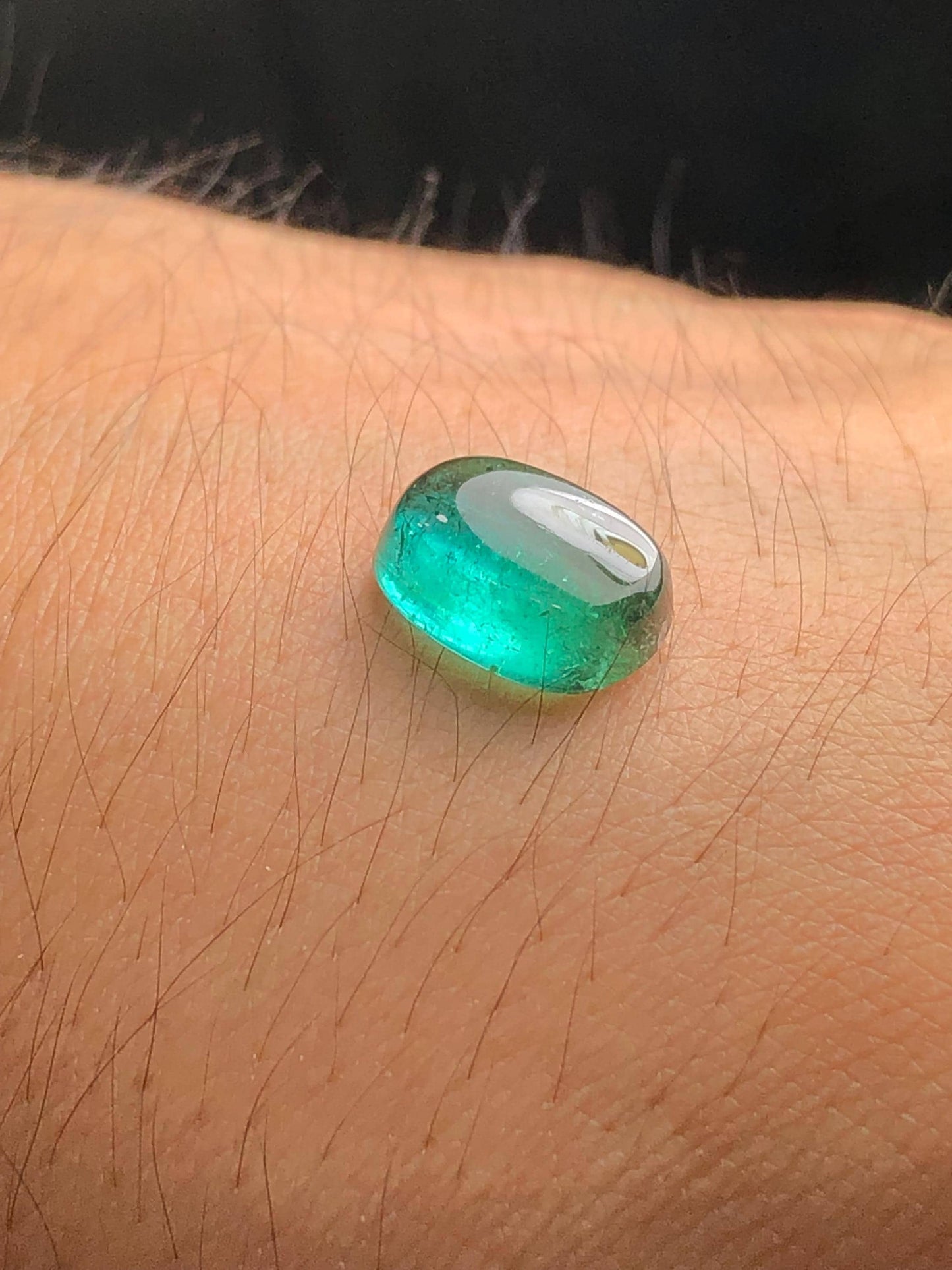 Bluish Green Tourmaline Cabochon 4.10 ct - Flat Back Gem for Fine Jewelry