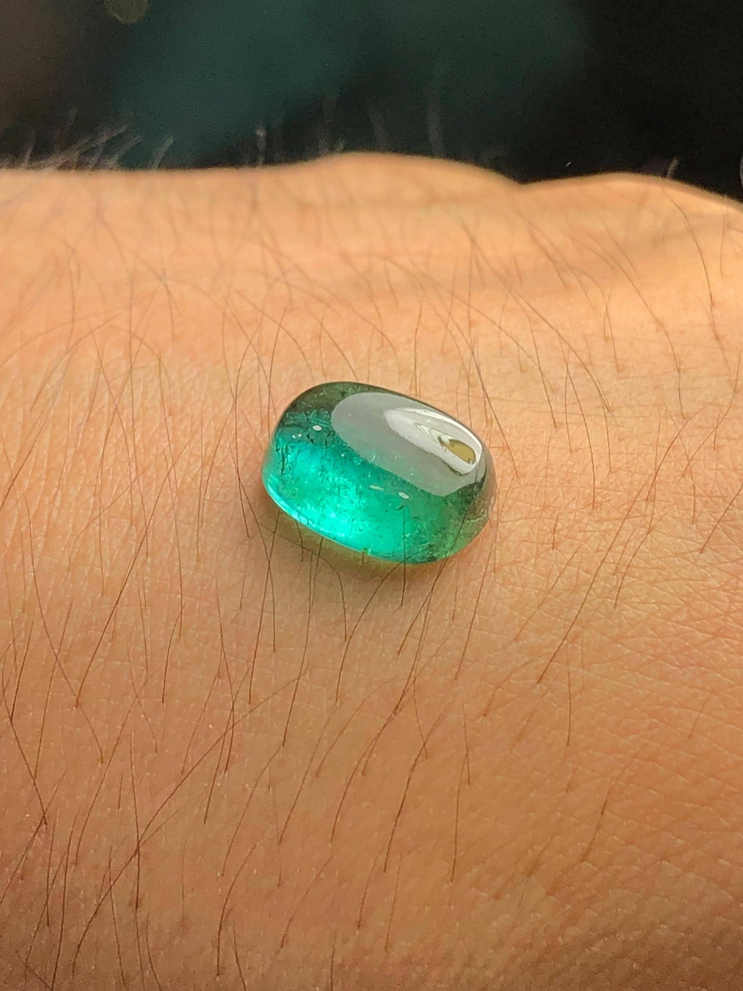 Bluish Green Tourmaline Cabochon 4.10 ct - Flat Back Gem for Fine Jewelry