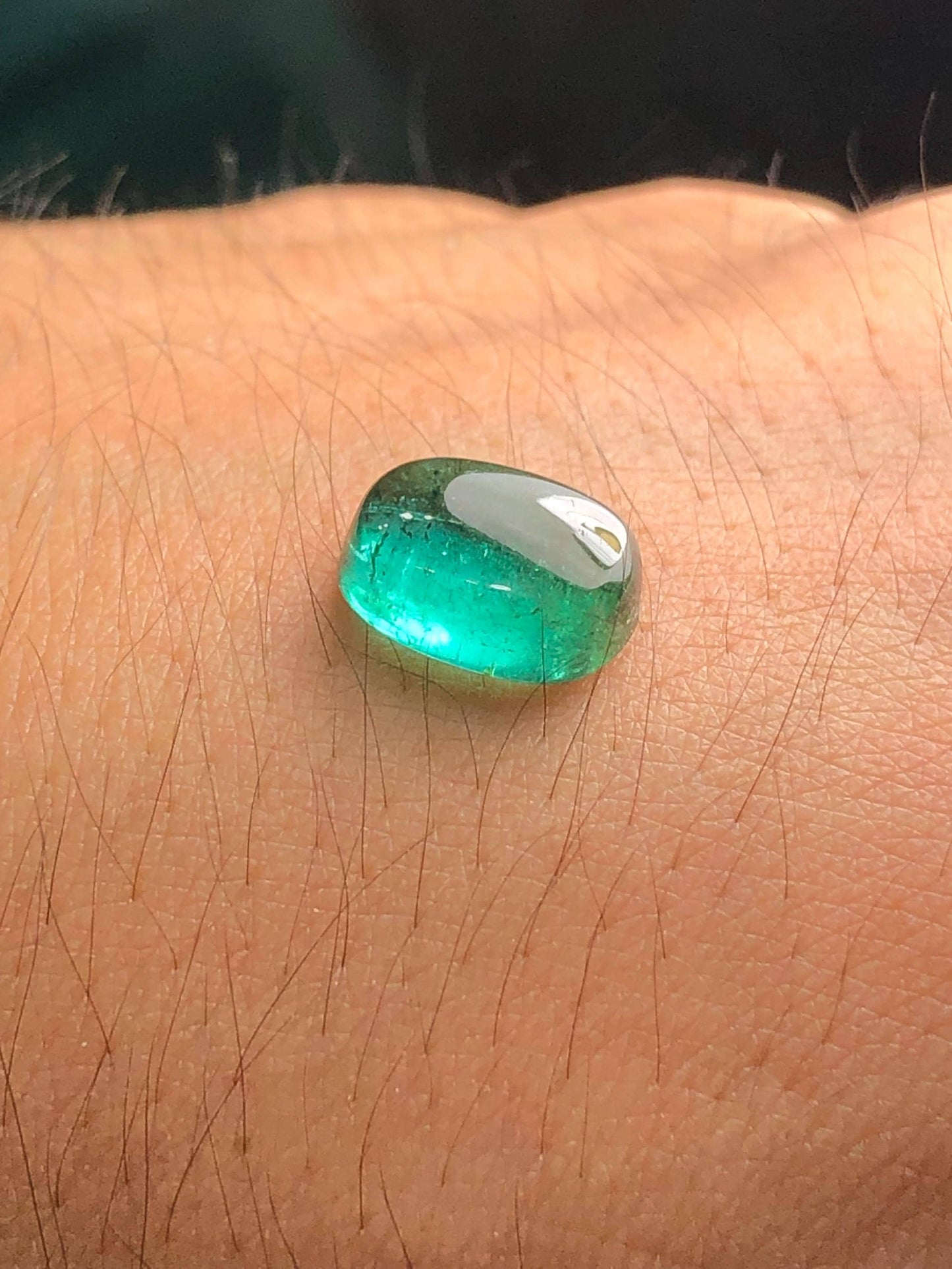 Bluish Green Tourmaline Cabochon 4.10 ct - Flat Back Gem for Fine Jewelry