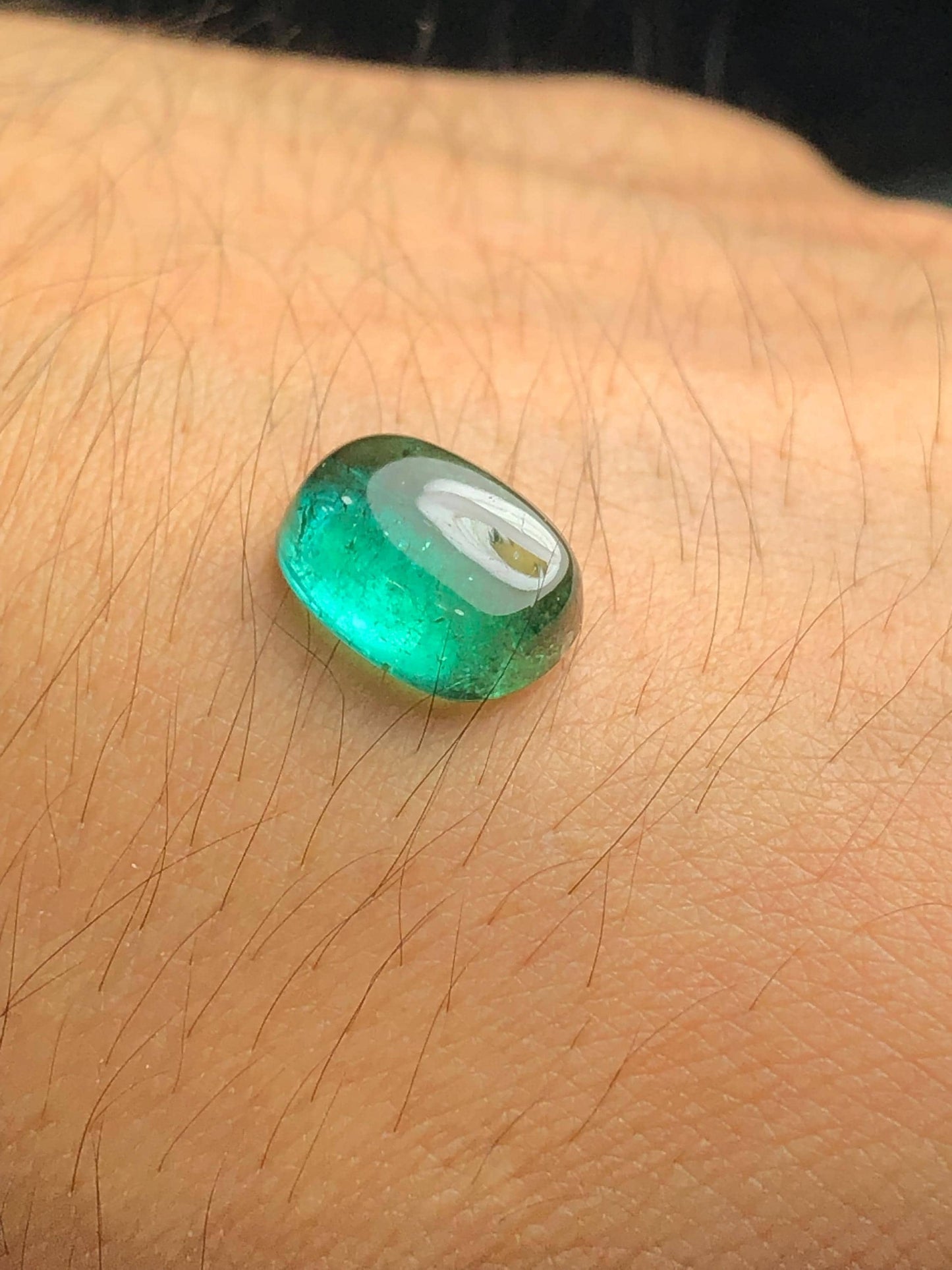 Bluish Green Tourmaline Cabochon 4.10 ct - Flat Back Gem for Fine Jewelry