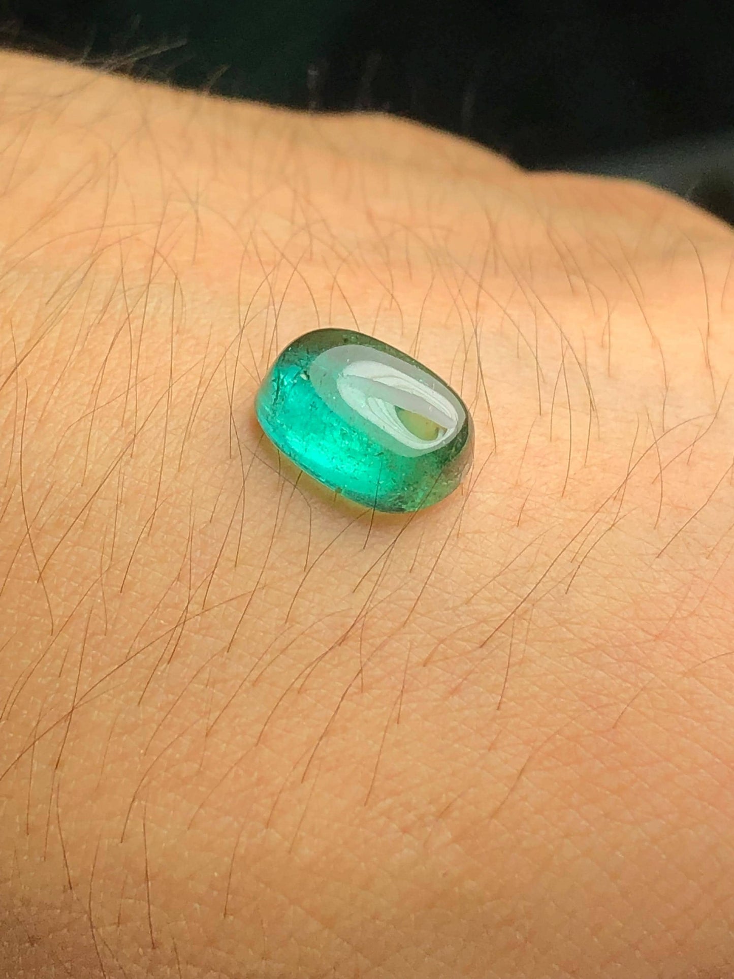 Bluish Green Tourmaline Cabochon 4.10 ct - Flat Back Gem for Fine Jewelry