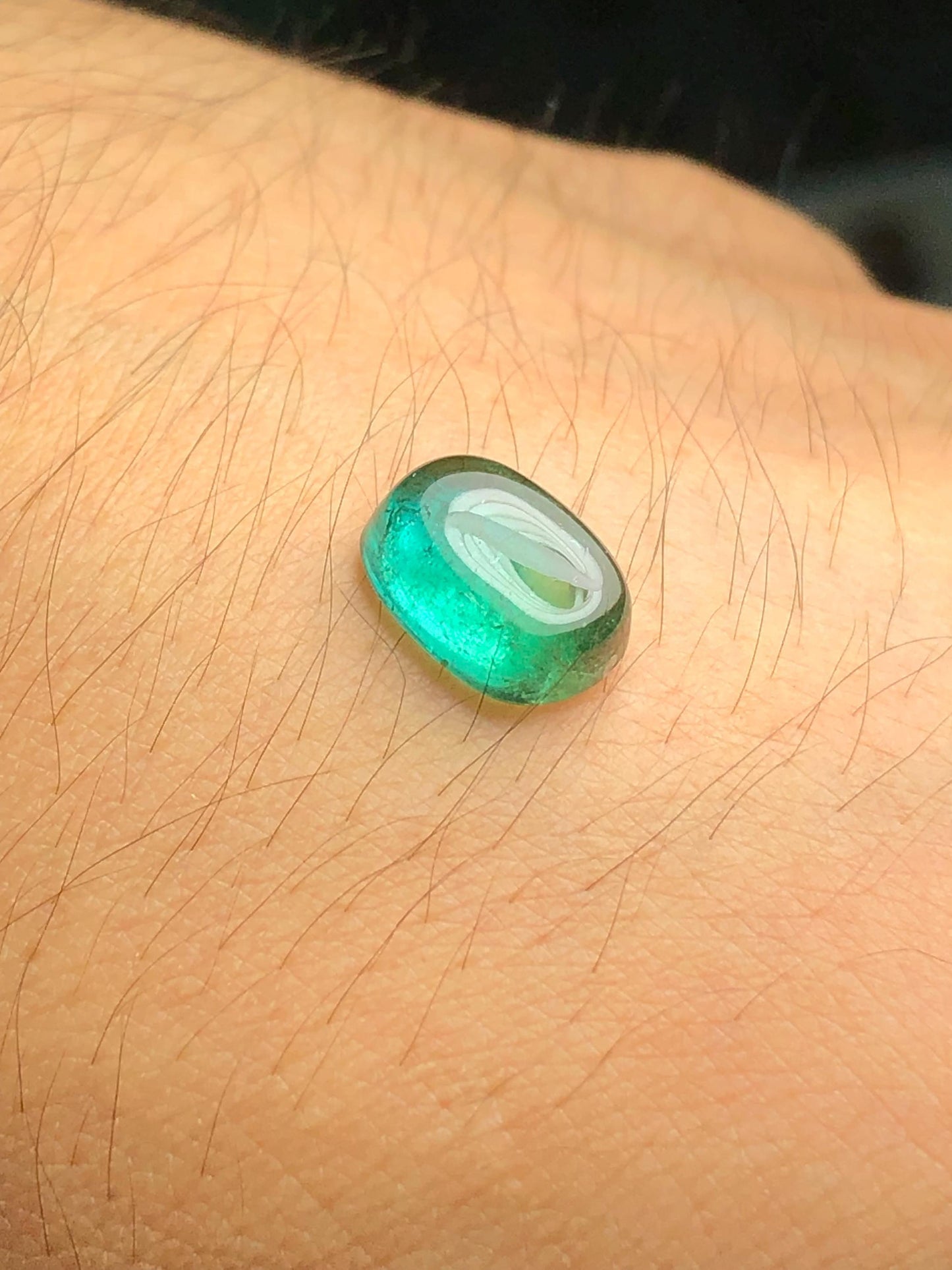 Bluish Green Tourmaline Cabochon 4.10 ct - Flat Back Gem for Fine Jewelry