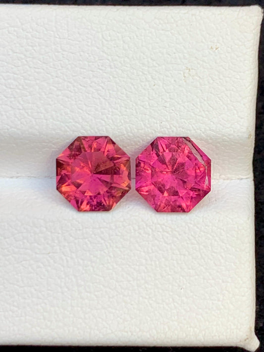 Red Tourmaline Pair Faceted 3.10 ct - Natural Gemstone for Rings