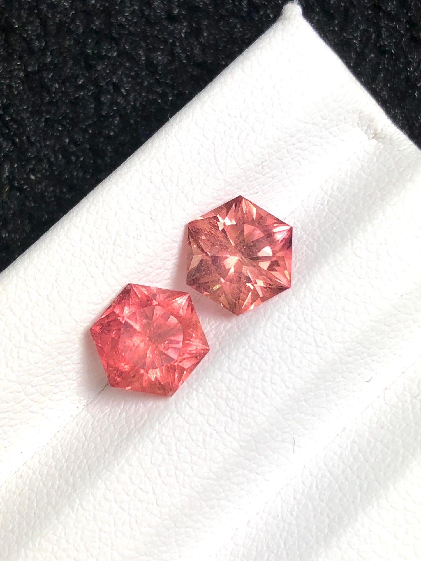 Hexagon Peach Tourmaline Pair Faceted 3.25 ct - Natural Gemstone for Earrings