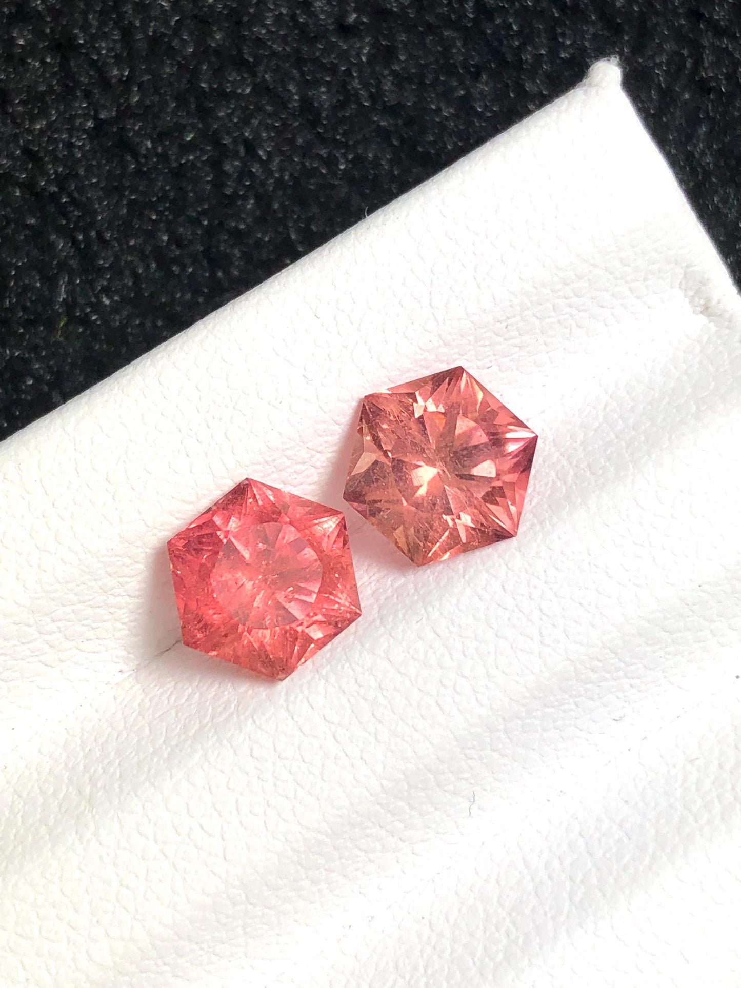 Hexagon Peach Tourmaline Pair Faceted 3.25 ct - Natural Gemstone for Earrings