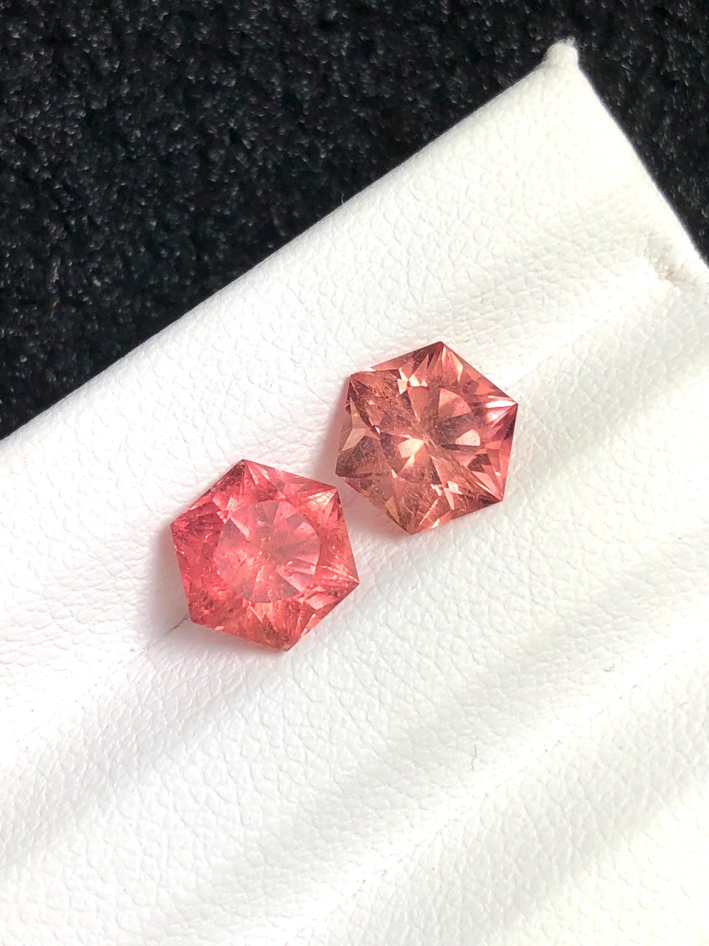 Hexagon Peach Tourmaline Pair Faceted 3.25 ct - Natural Gemstone for Earrings