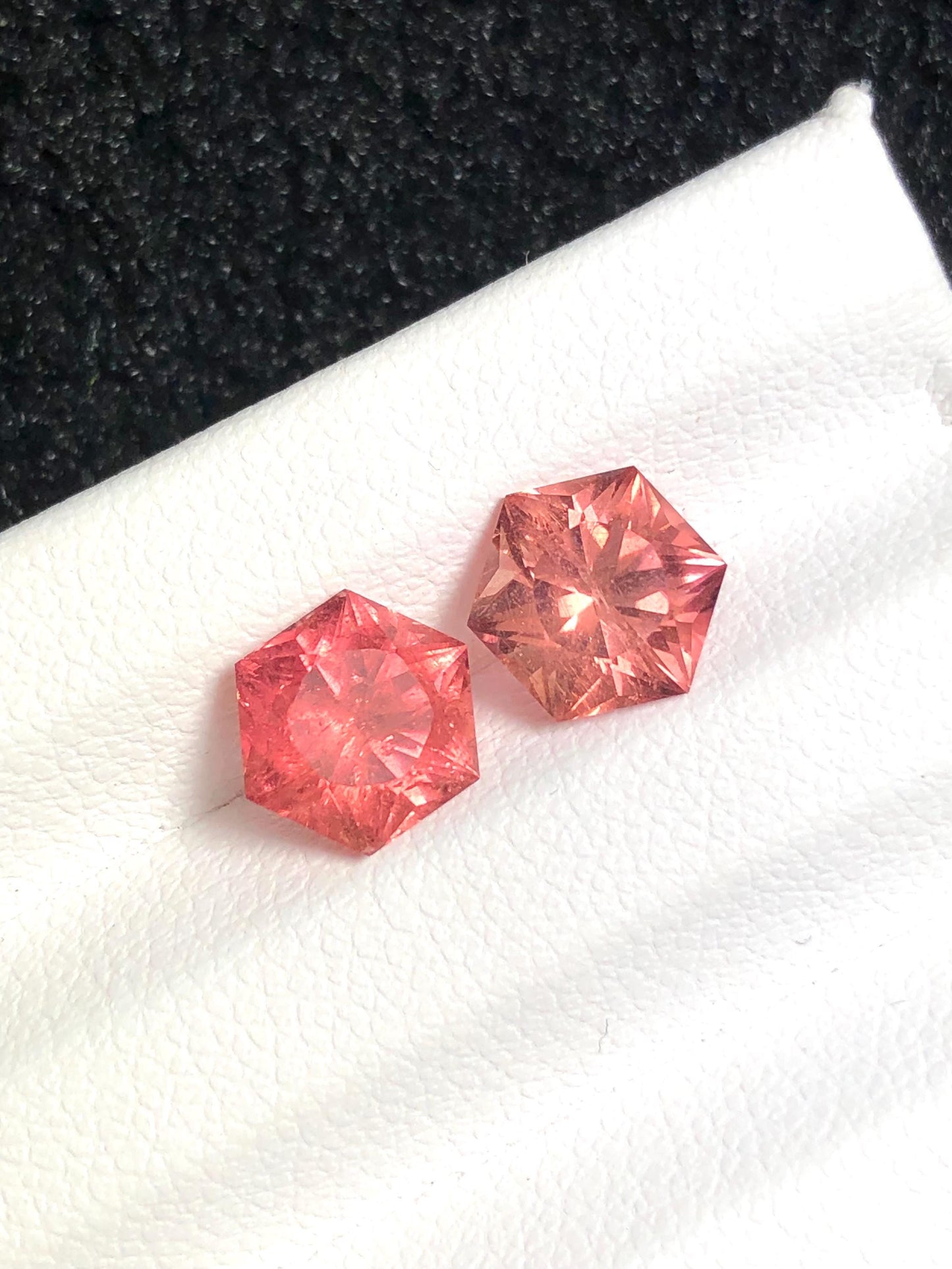 Hexagon Peach Tourmaline Pair Faceted 3.25 ct - Natural Gemstone for Earrings