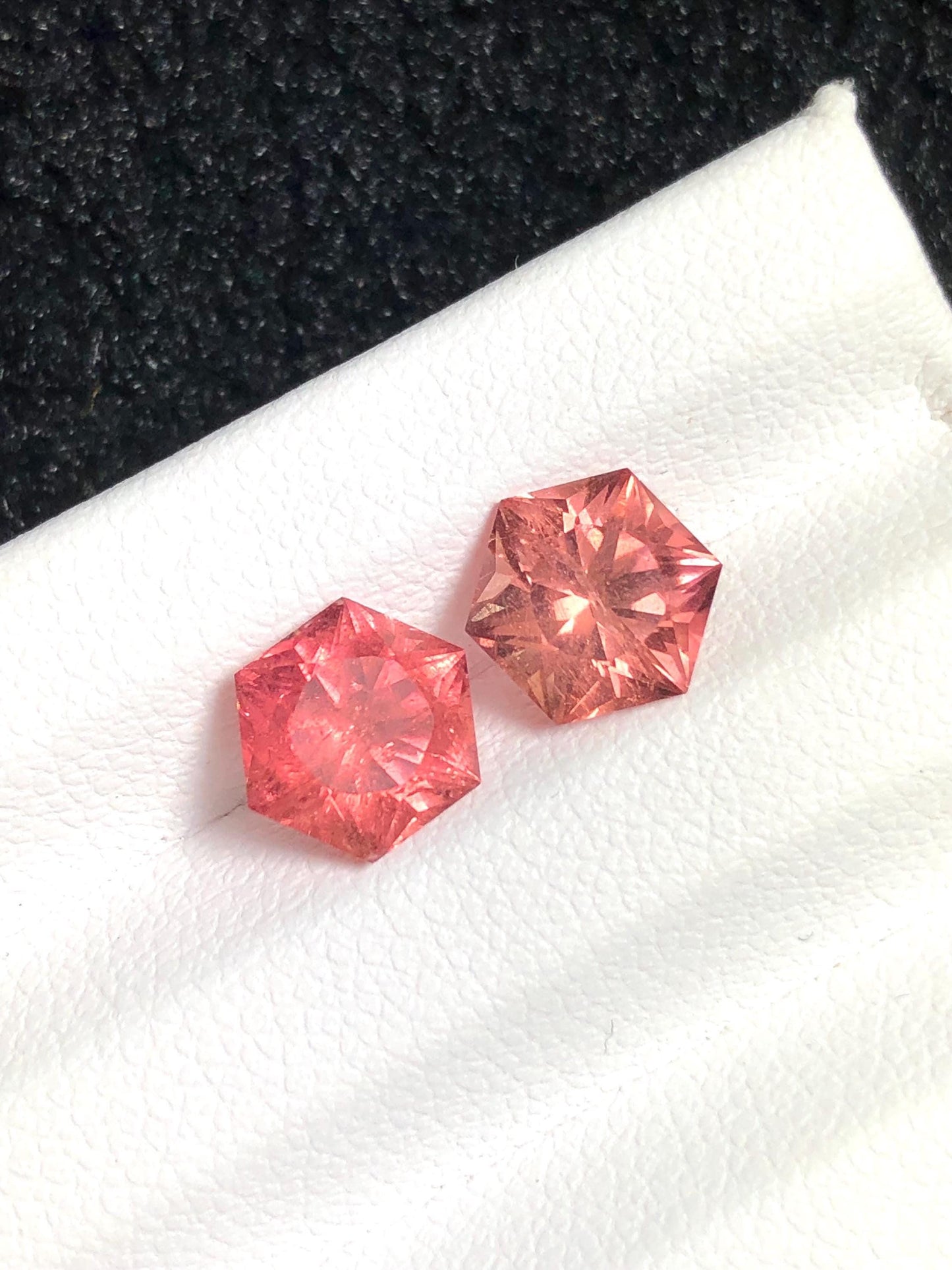Hexagon Peach Tourmaline Pair Faceted 3.25 ct - Natural Gemstone for Earrings