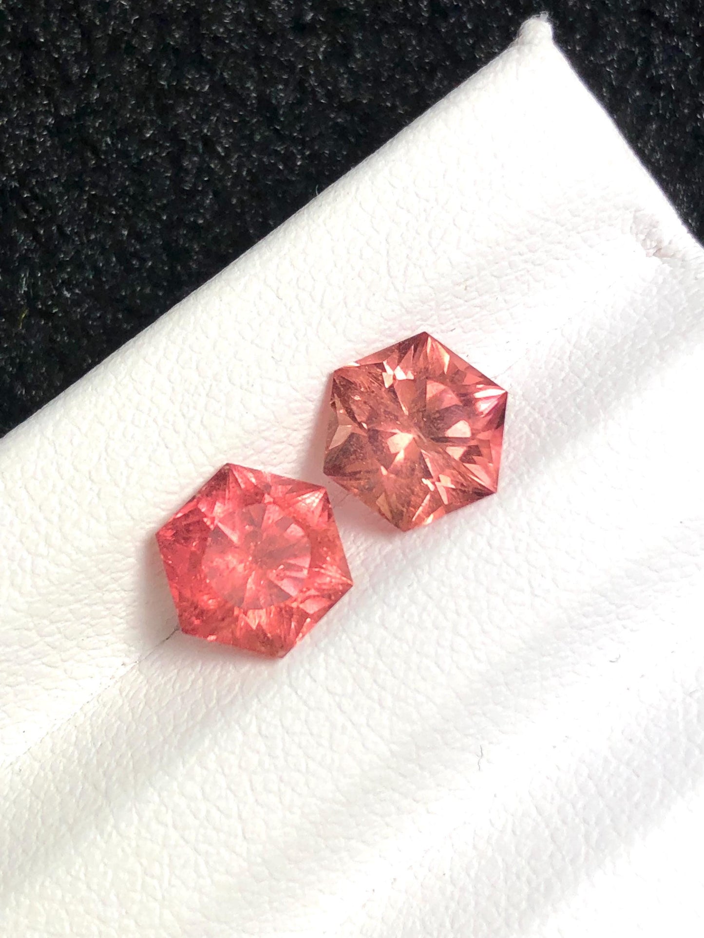 Hexagon Peach Tourmaline Pair Faceted 3.25 ct - Natural Gemstone for Earrings