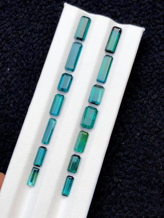 Indicolite Green Tourmaline Lot Faceted 15 ct - Gemstone Parcel for Jewelers