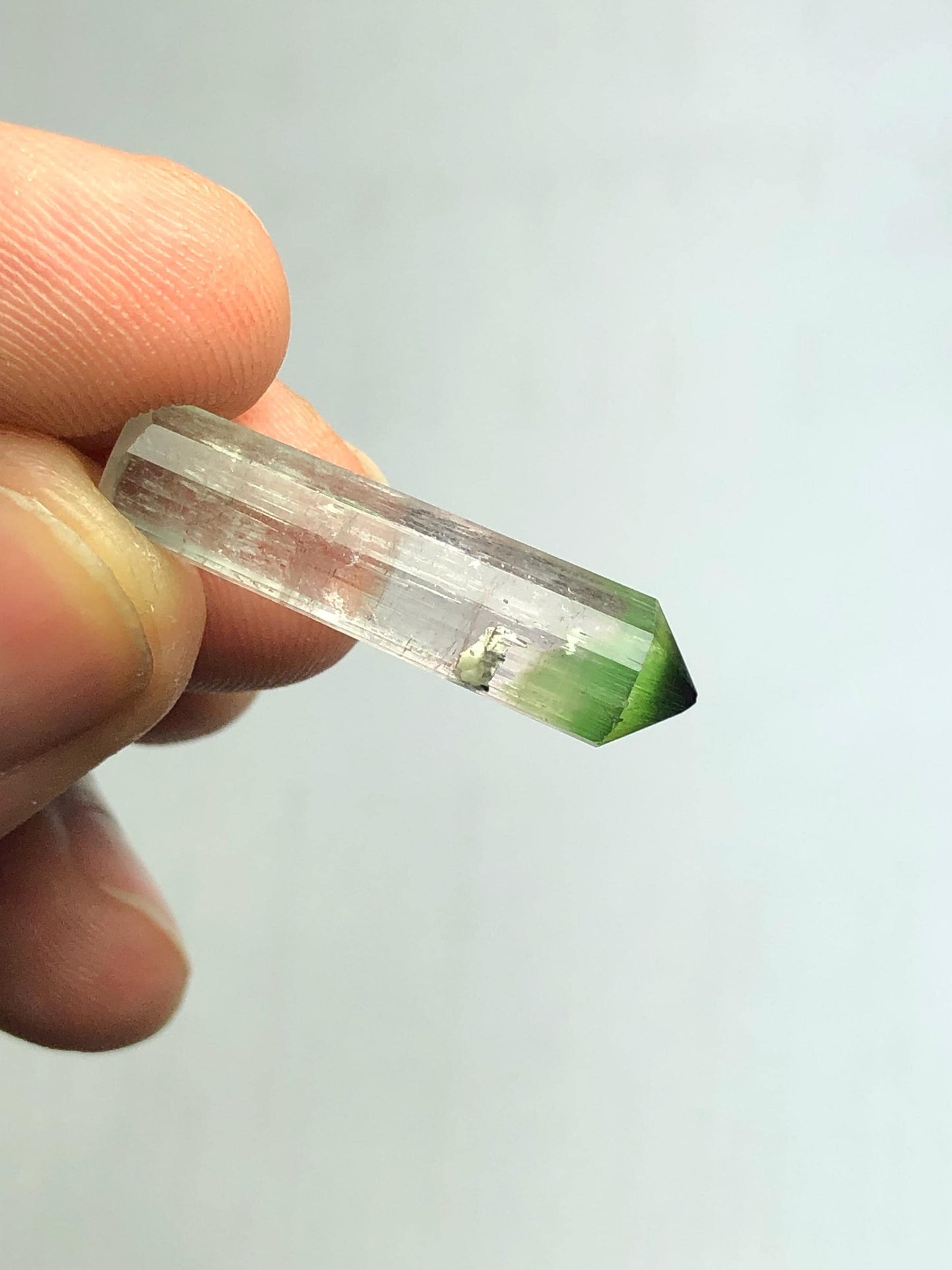 Bi Colour Tourmaline Crystal Polished 12 ct - Collector Specimen