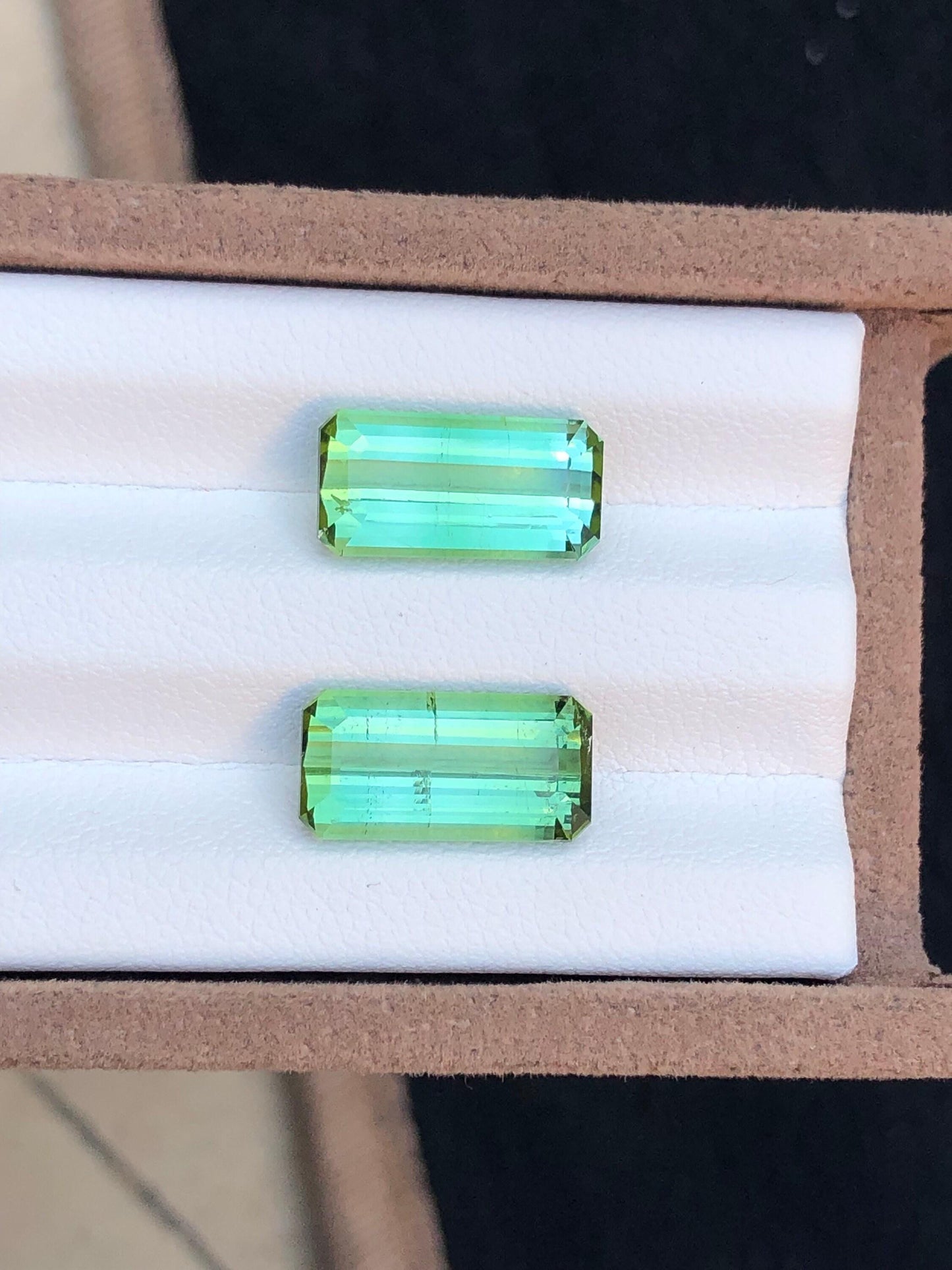 Green Tourmaline Pair Faceted 9.55 ct - Stones for Earrings