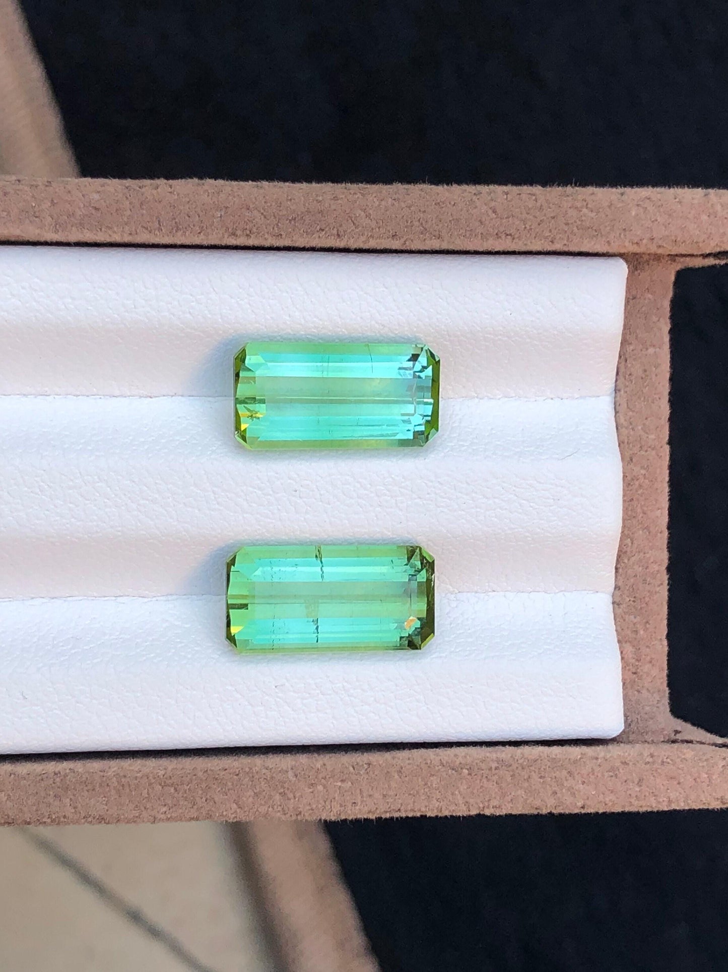 Green Tourmaline Pair Faceted 9.55 ct - Stones for Earrings