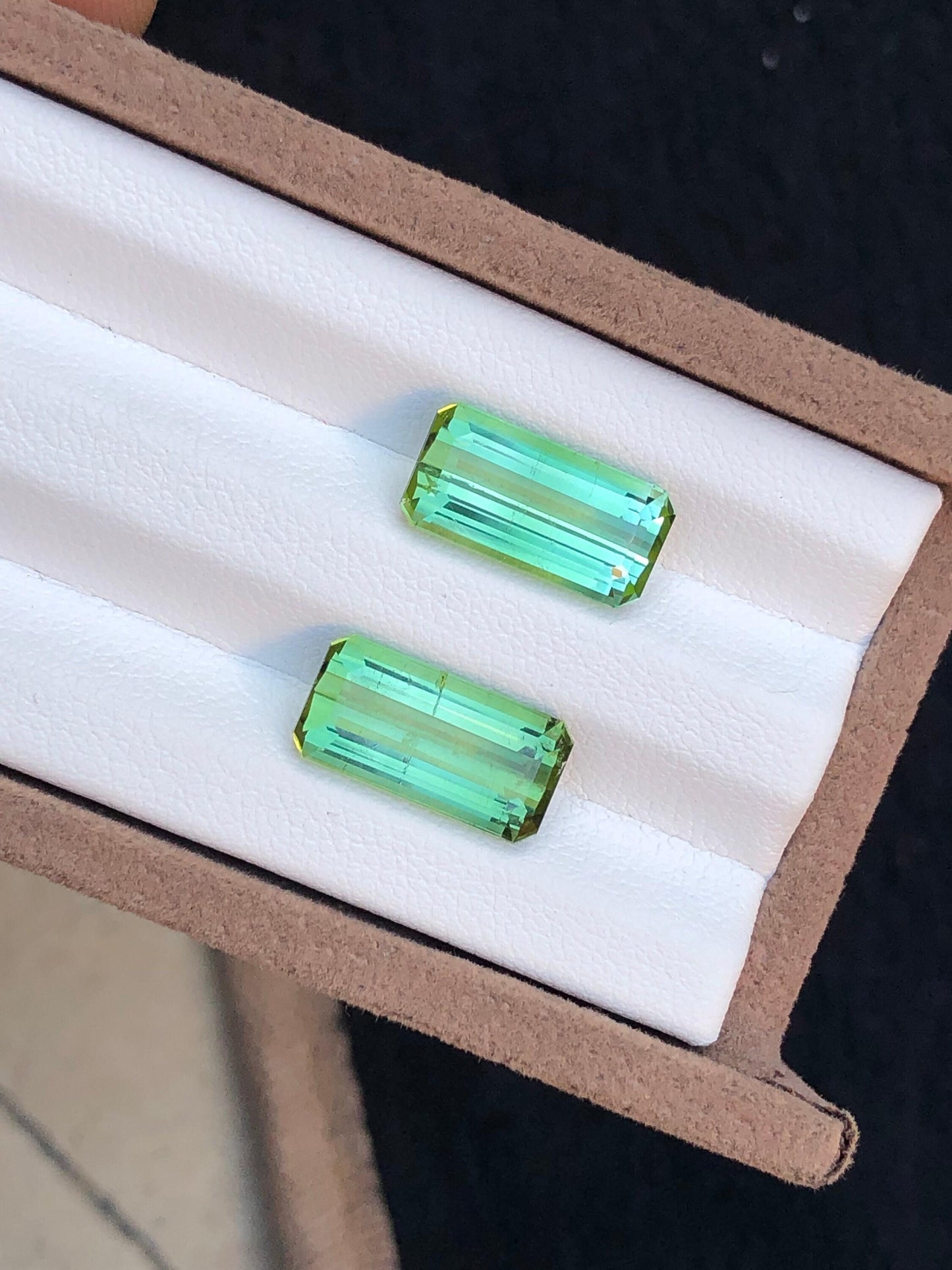 Green Tourmaline Pair Faceted 9.55 ct - Stones for Earrings