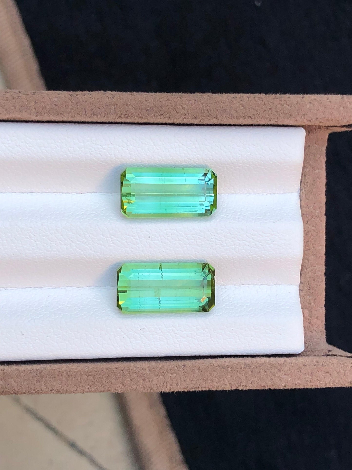 Green Tourmaline Pair Faceted 9.55 ct - Stones for Earrings