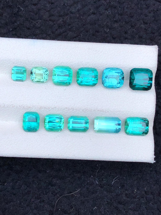 Bluish Green Tourmaline Lot Faceted 11.55 ct - Gemstone Parcel for Jewelers