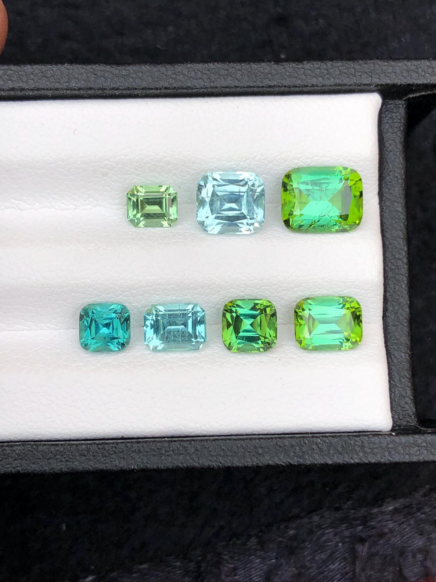 Bluish Green Tourmaline Lot Faceted 8 ct - Loose Stones for Jewelry