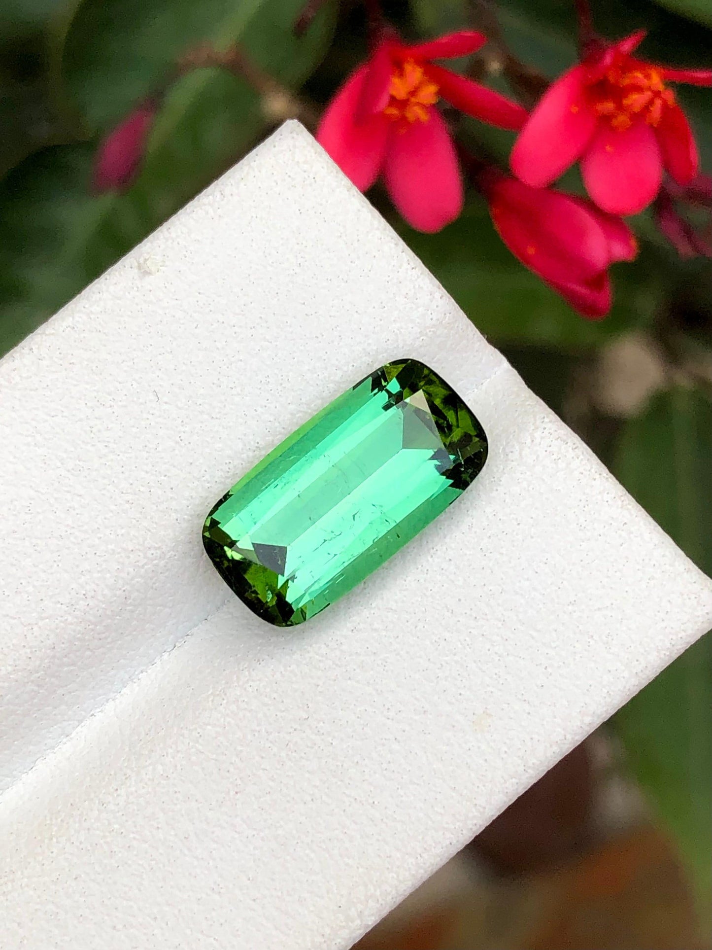 Green Tourmaline Cushion Faceted 5.85 ct - Gemstone for Engagement Ring