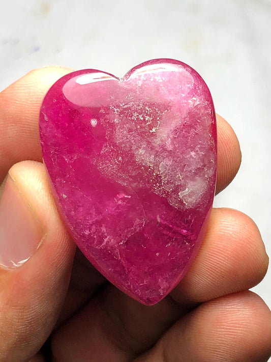 Rubellite Heart Tourmaline Cabochon 80 ct - Large Gemstone for Statement Jewelry