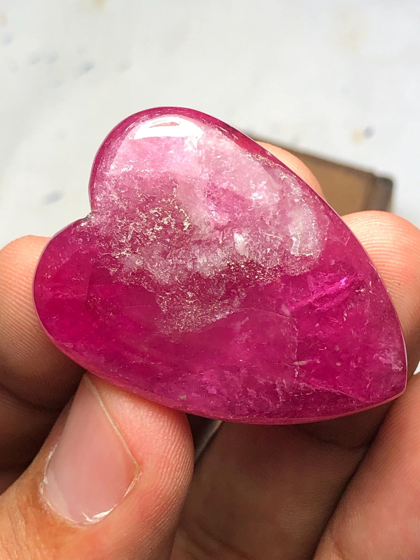 Rubellite Heart Tourmaline Cabochon 80 ct - Large Gemstone for Statement Jewelry