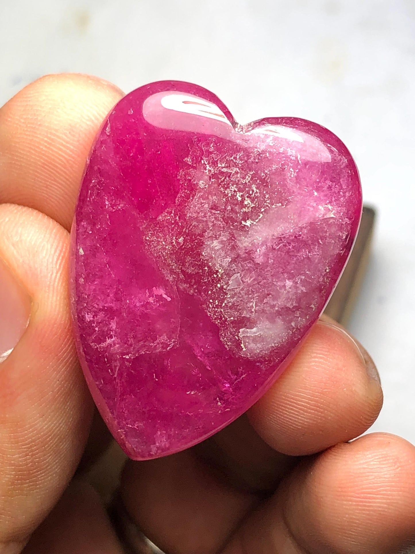 Rubellite Heart Tourmaline Cabochon 80 ct - Large Gemstone for Statement Jewelry