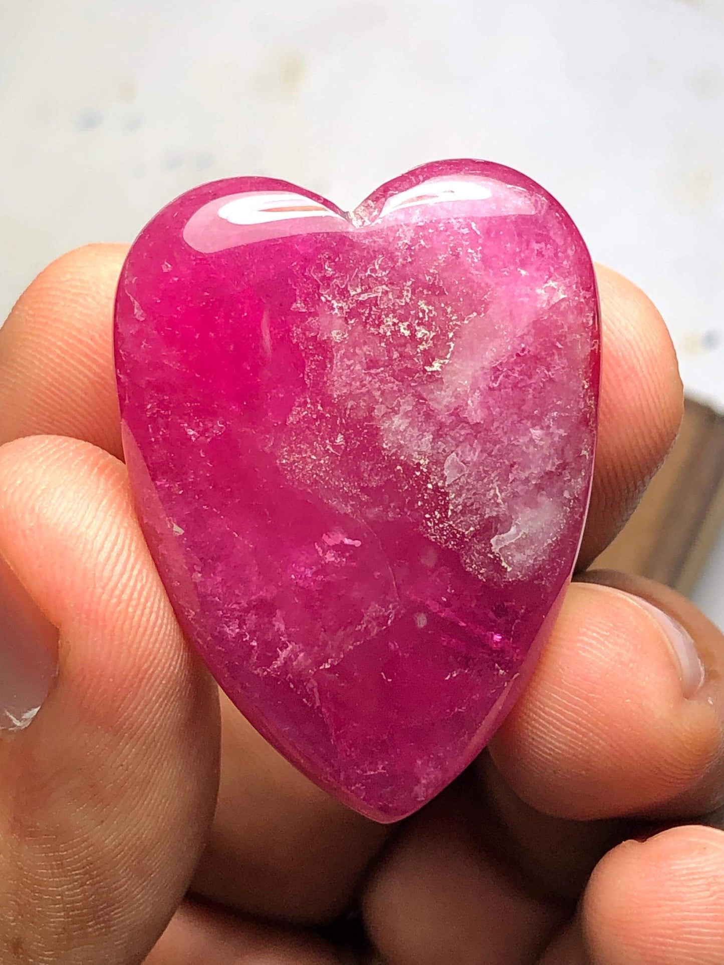 Rubellite Heart Tourmaline Cabochon 80 ct - Large Gemstone for Statement Jewelry