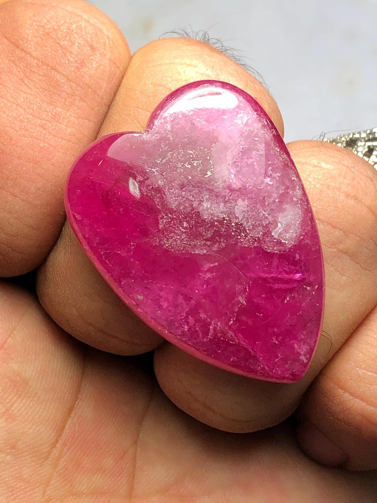 Rubellite Heart Tourmaline Cabochon 80 ct - Large Gemstone for Statement Jewelry